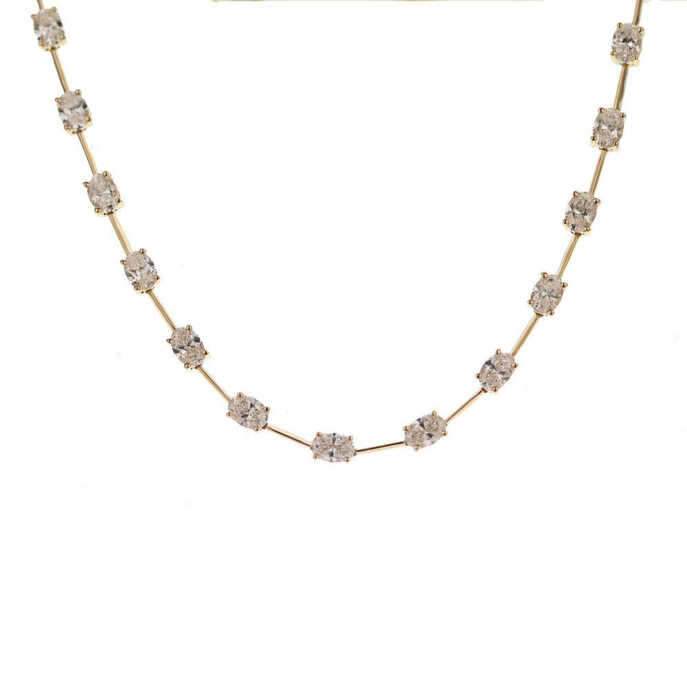 18kt yg 42 Oval Diamond Neckla