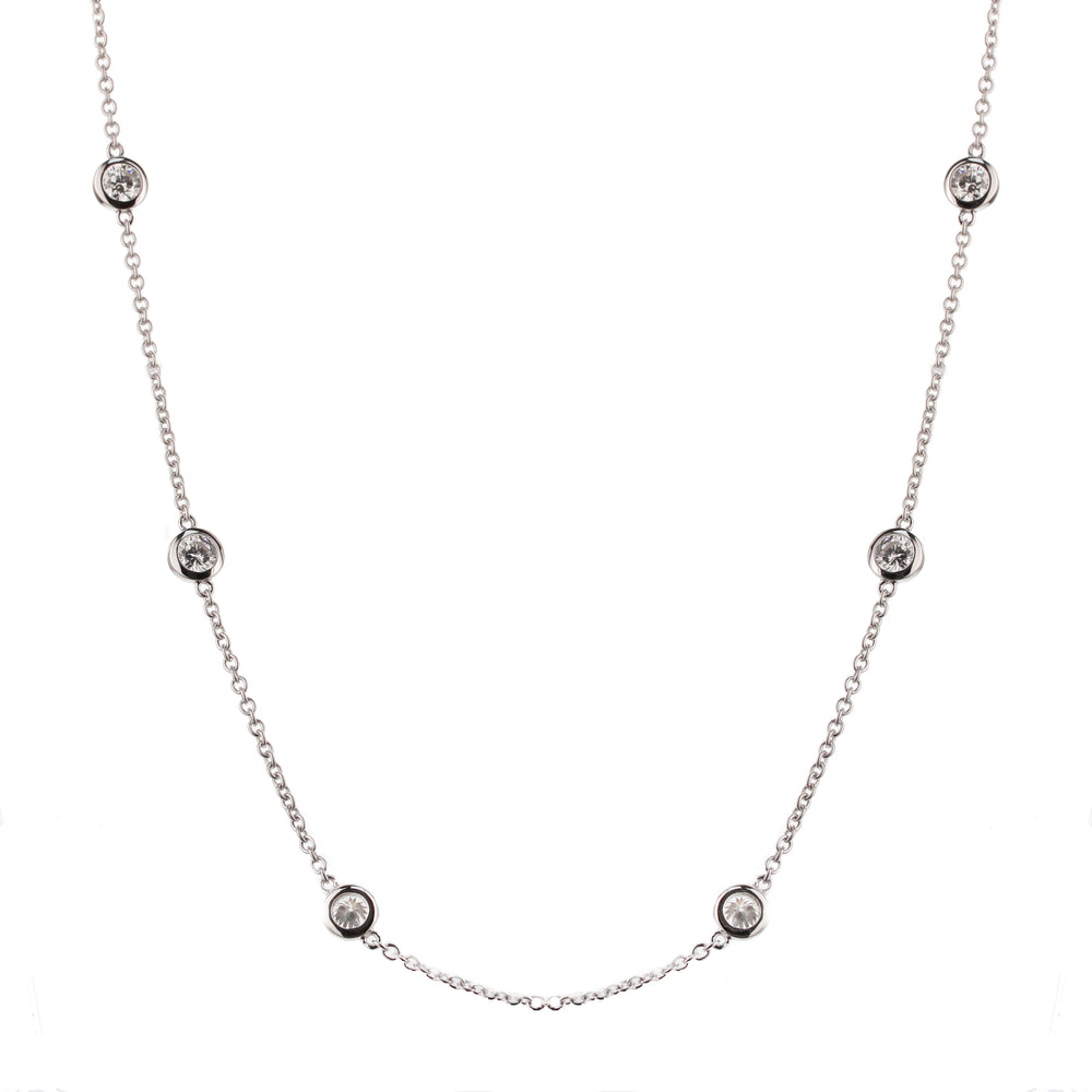 18K Yellow Gold Diamond By The Yard Necklace 2.05 Carats – 10 Bezel Set Diamonds 20"