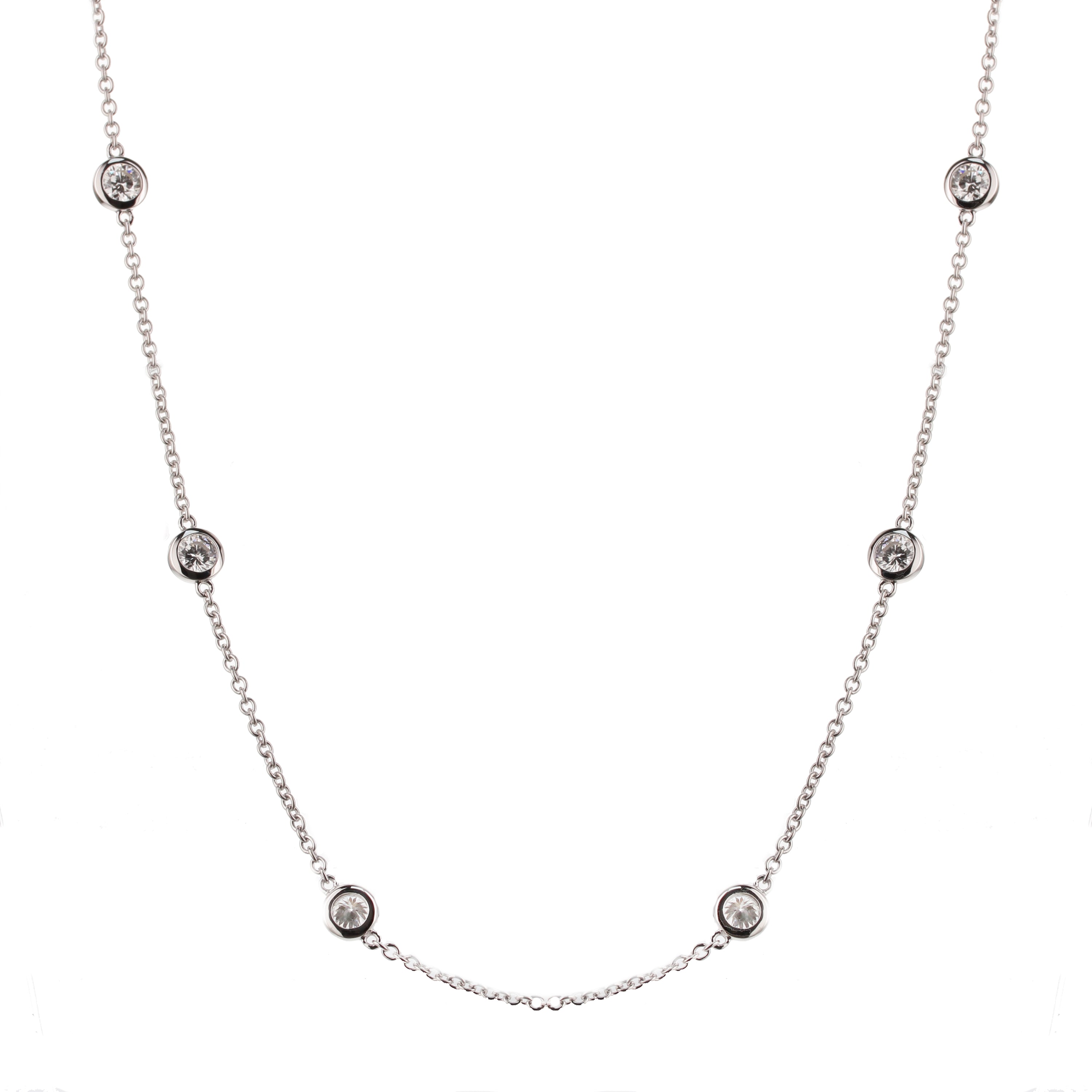 18K Yellow Gold Diamond By The Yard Necklace 2.05 Carats – 10 Bezel Set Diamonds 20"