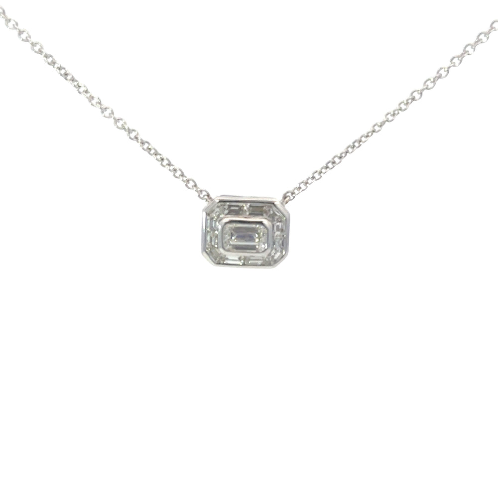 18kt wg Emerald Cut Diamond Ne