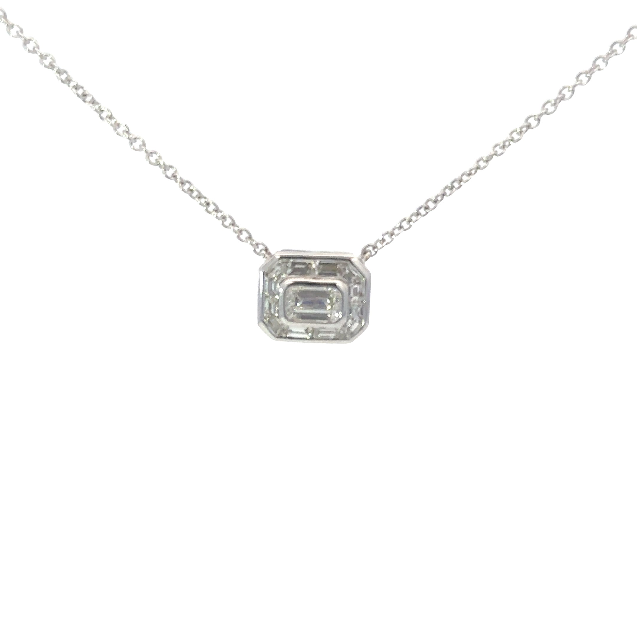 18kt wg Emerald Cut Diamond Ne