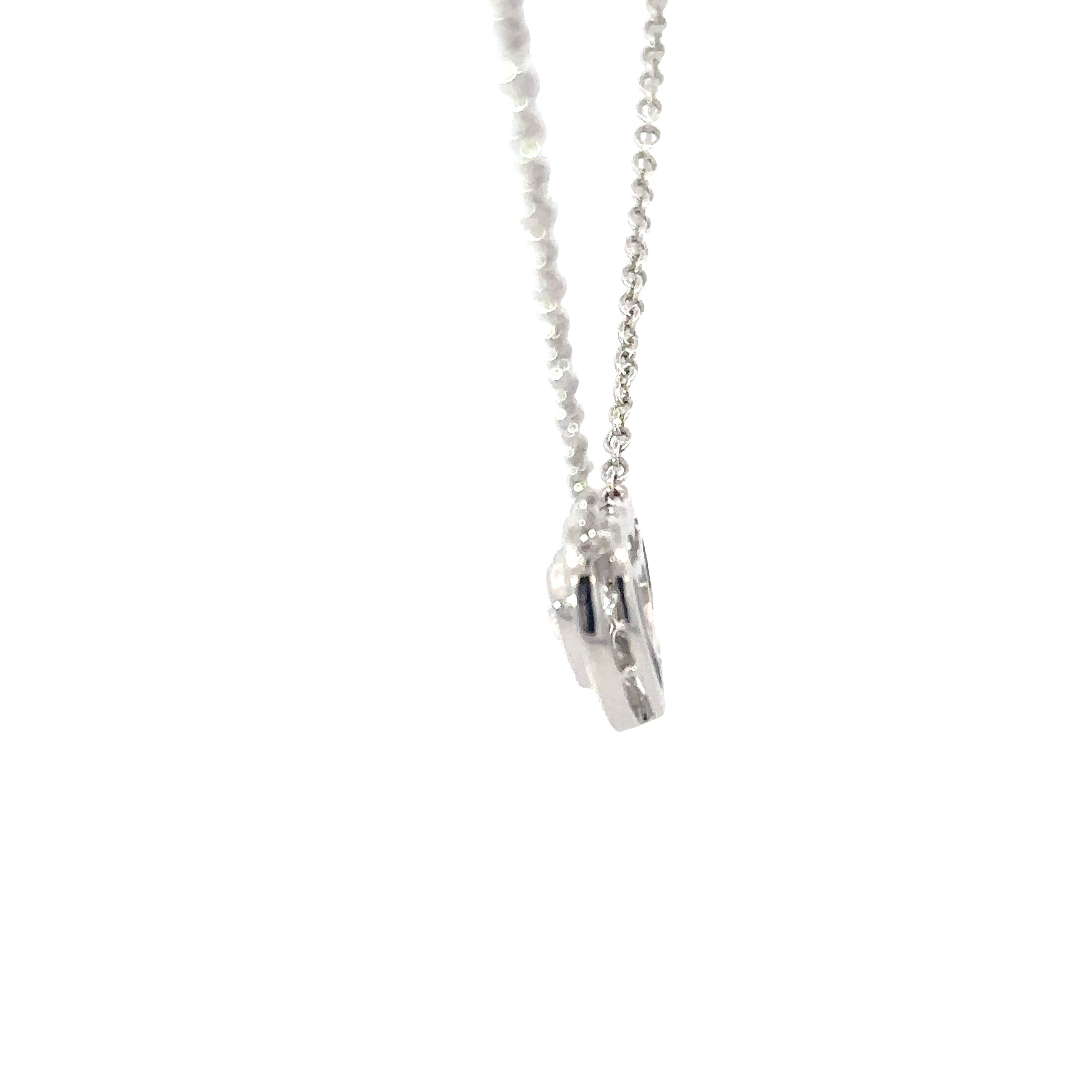 18K White Gold Heart Shape Diamond Necklace 1.00 Carat