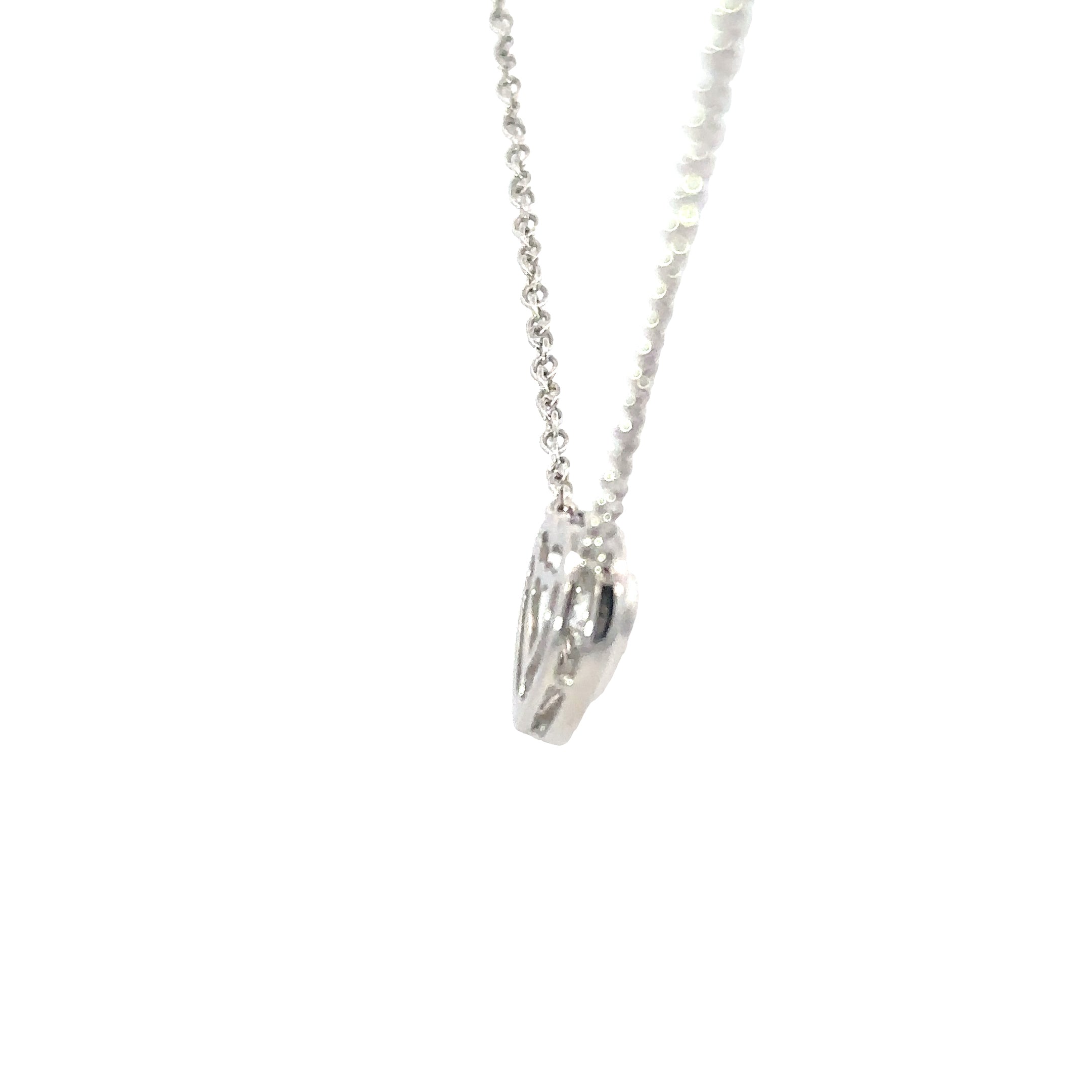 18K White Gold Heart Shape Diamond Necklace 1.00 Carat