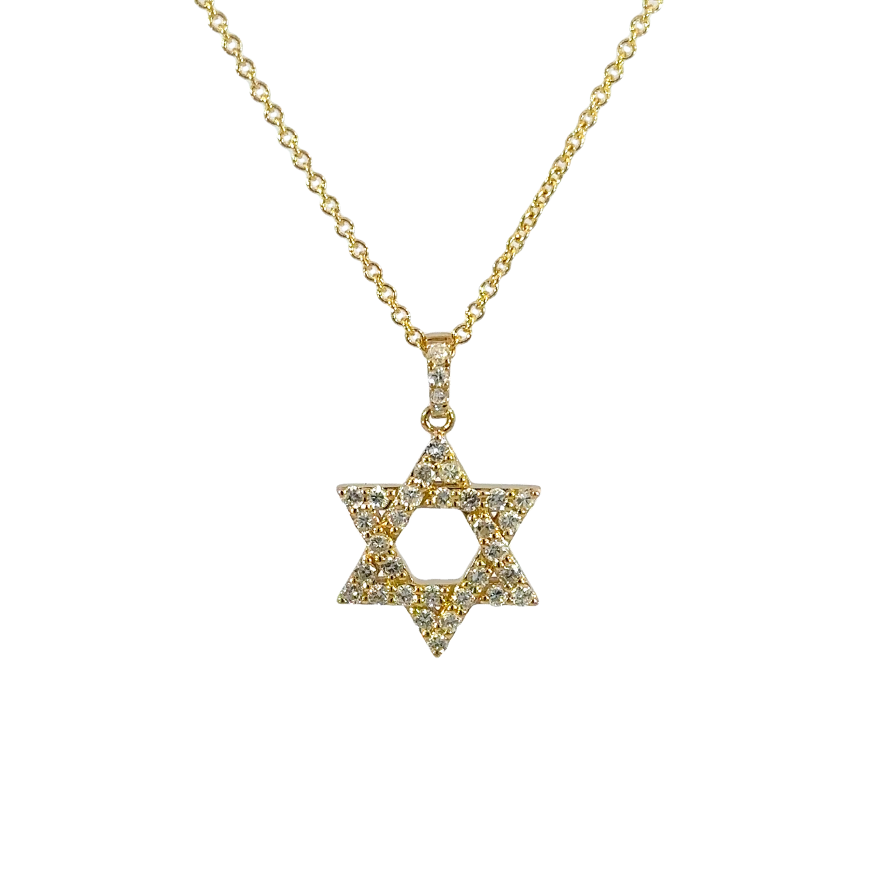 18K Gold Star of David Diamond Pendant 0.50 Carat with 14K Chain