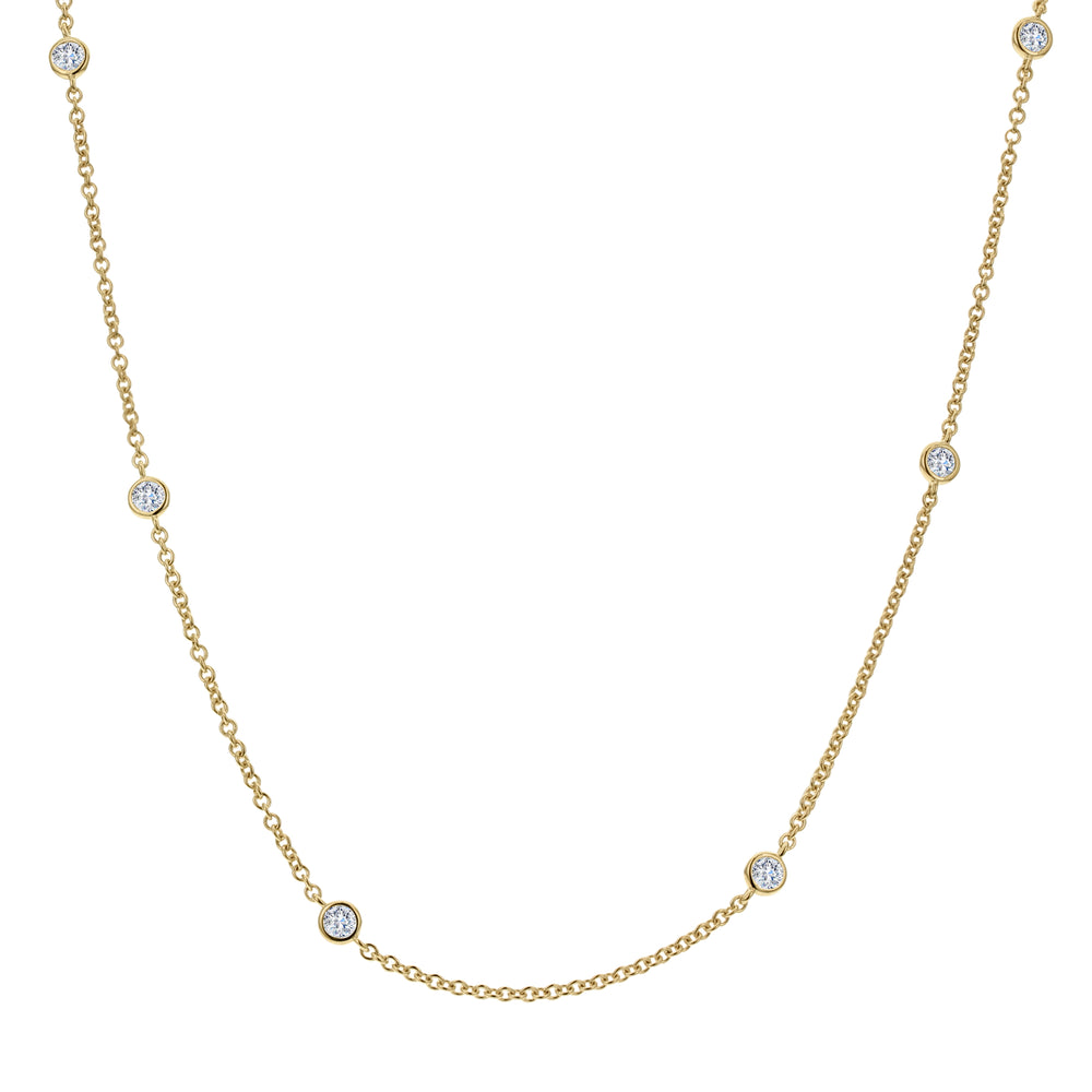 18K Yellow Gold Diamond By The Yard Necklace 1.50 Carats