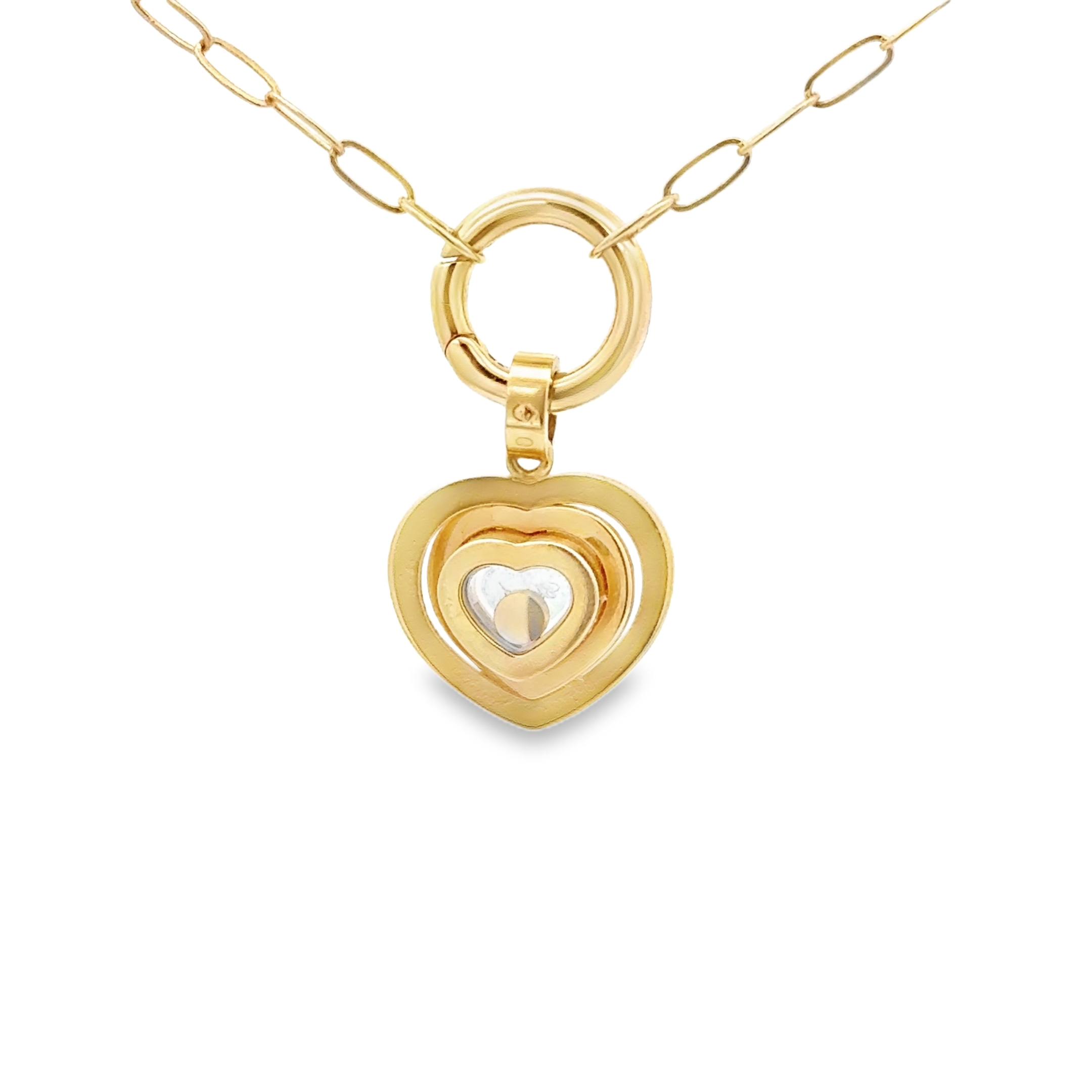 Paperclip Chain Necklace with Estate Chopard Happy Diamonds Heart Charm