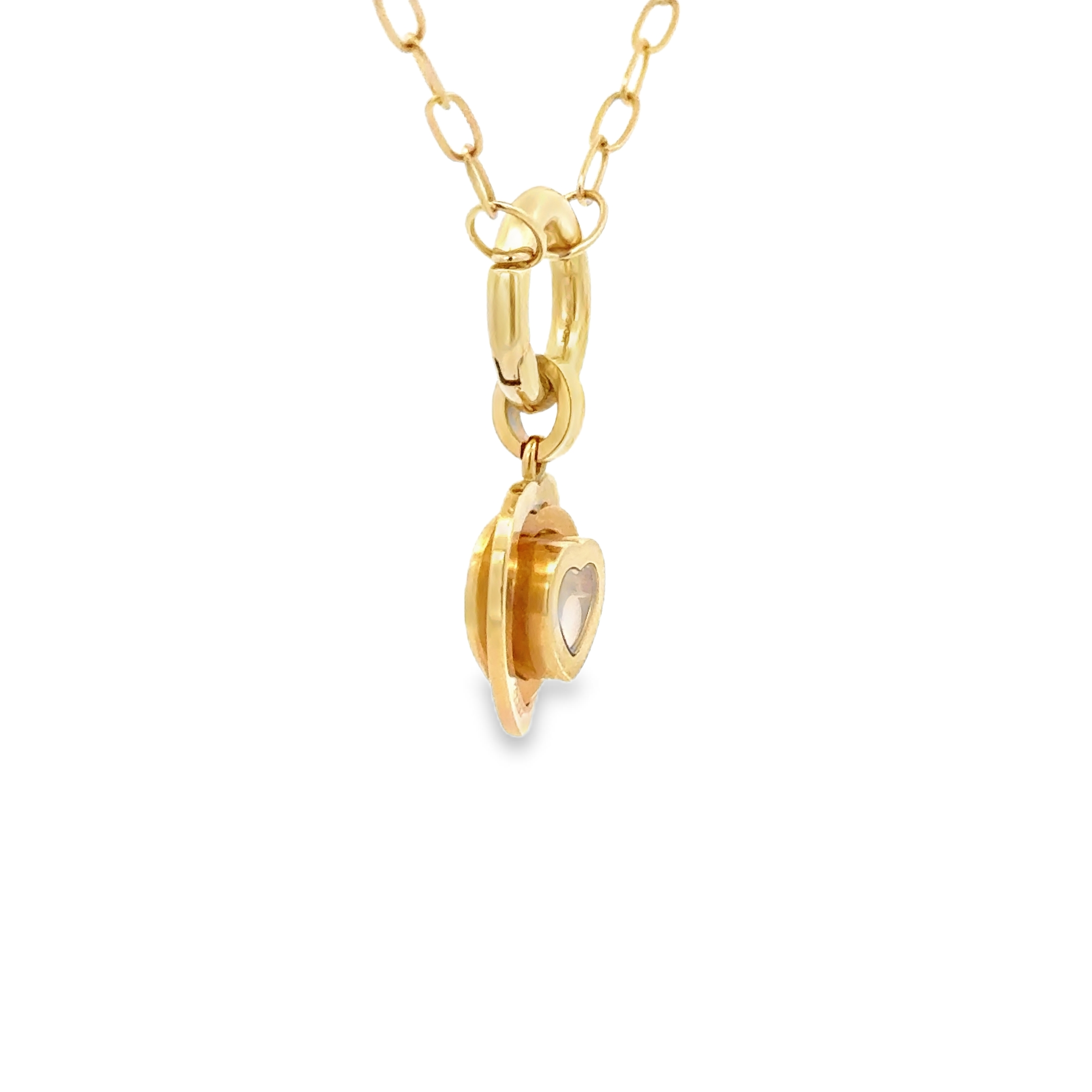 Paperclip Chain Necklace with Estate Chopard Happy Diamonds Heart Charm