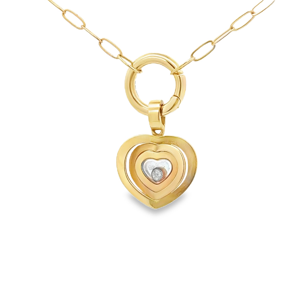 Paperclip Chain Necklace with Estate Chopard Happy Diamonds Heart Charm