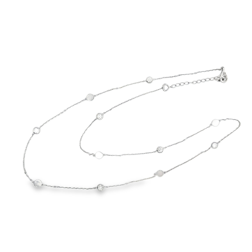 18K White Gold Diamond Station Necklace (Diamonds by the Yard Style)