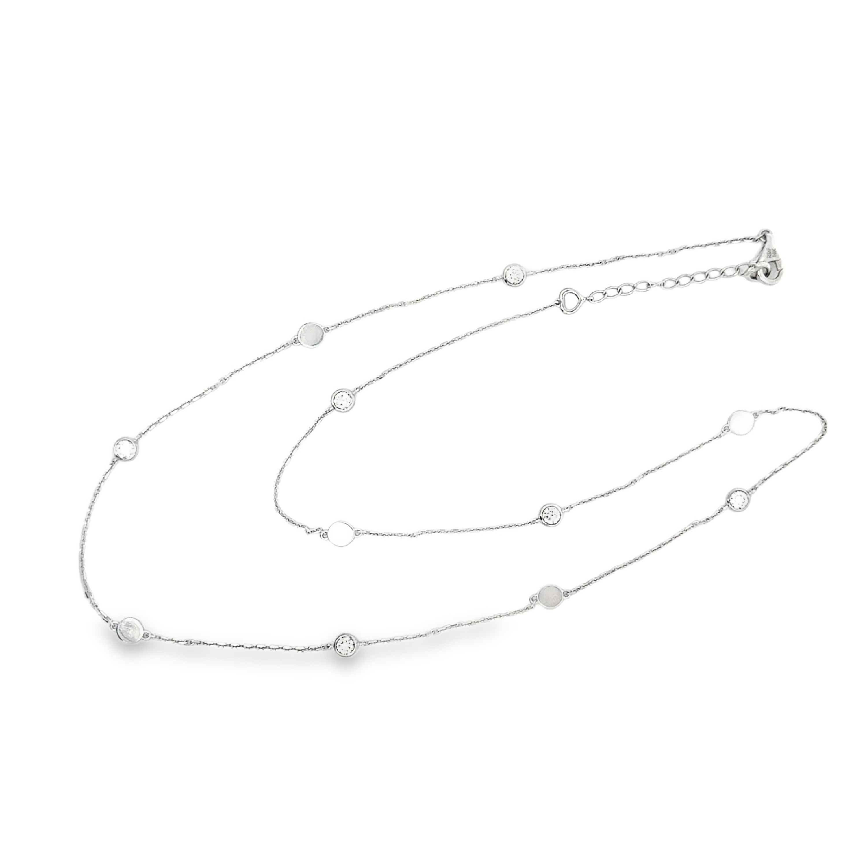 18K White Gold Diamond Station Necklace (Diamonds by the Yard Style)