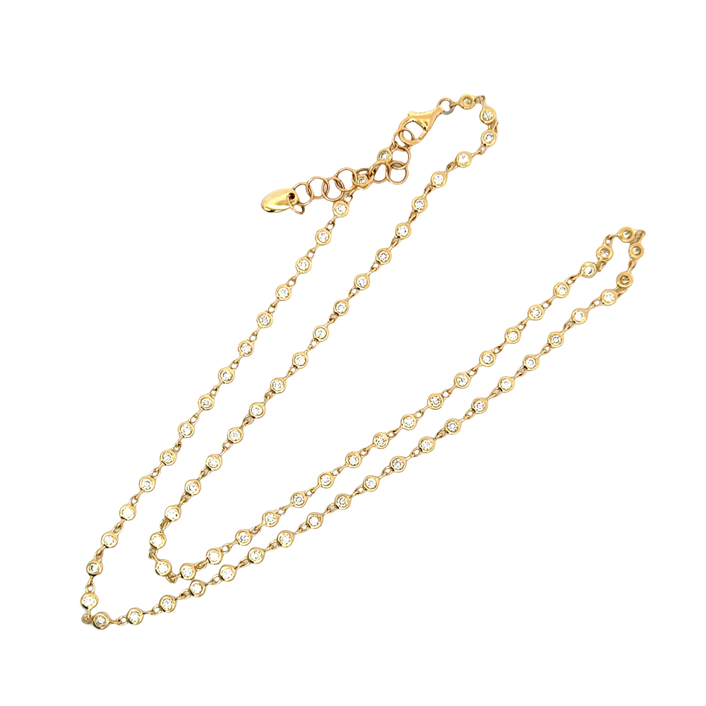 18K Yellow Gold Diamond Station/ Diamonds by the Yard Necklace (1.65ct Total)