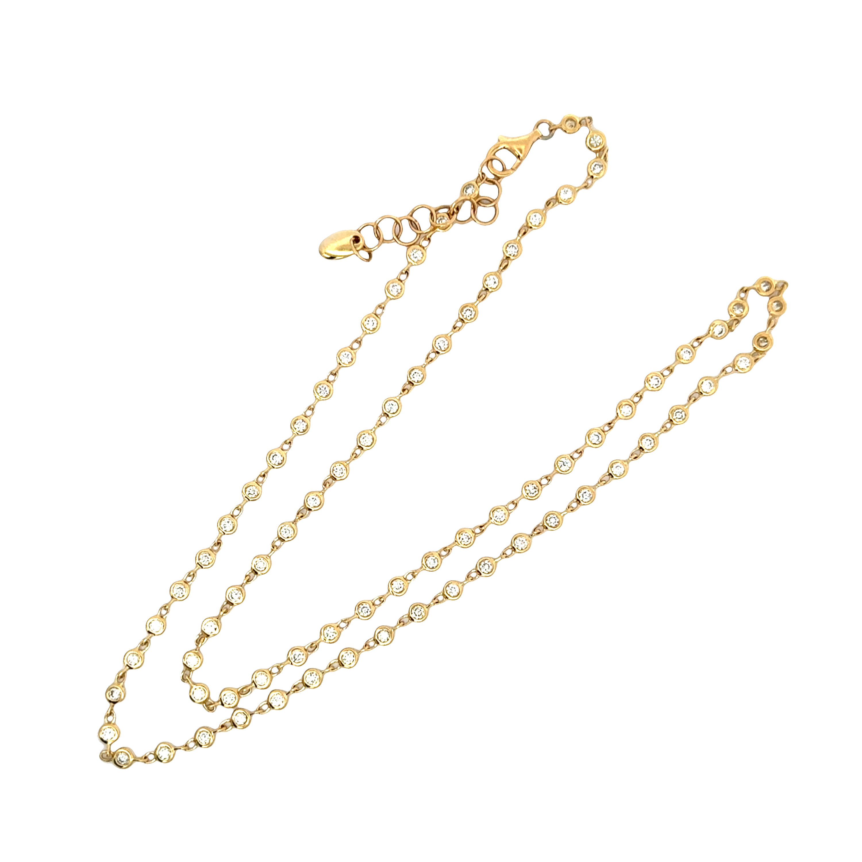 18K Yellow Gold Diamond Station/ Diamonds by the Yard Necklace (1.65ct Total)