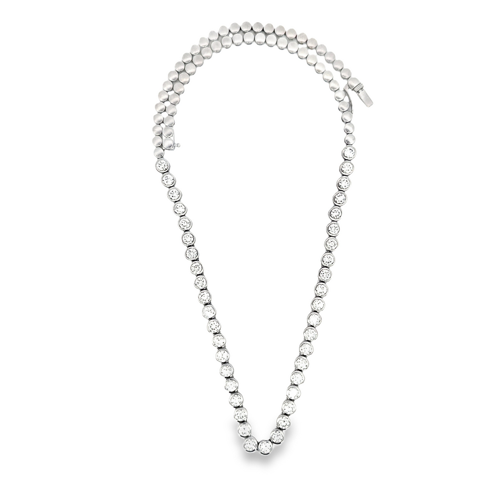 18K White Gold Diamond Line Necklace 7.75 Carat