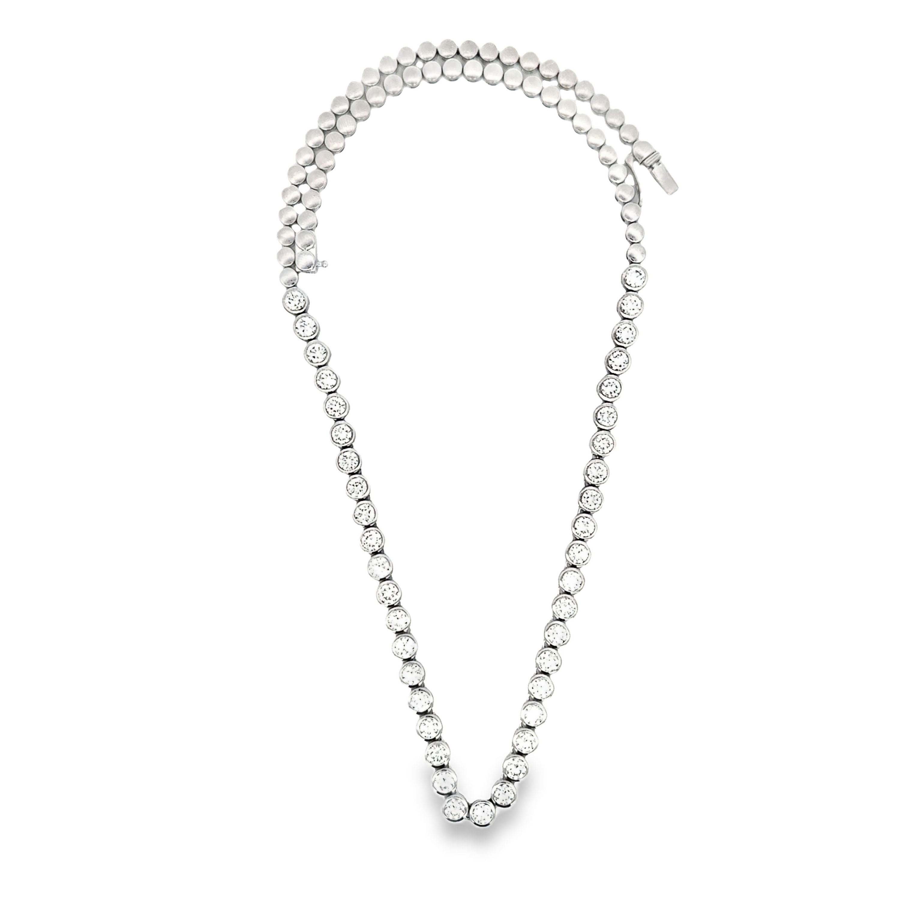 18K White Gold Diamond Line Necklace 7.75 Carat