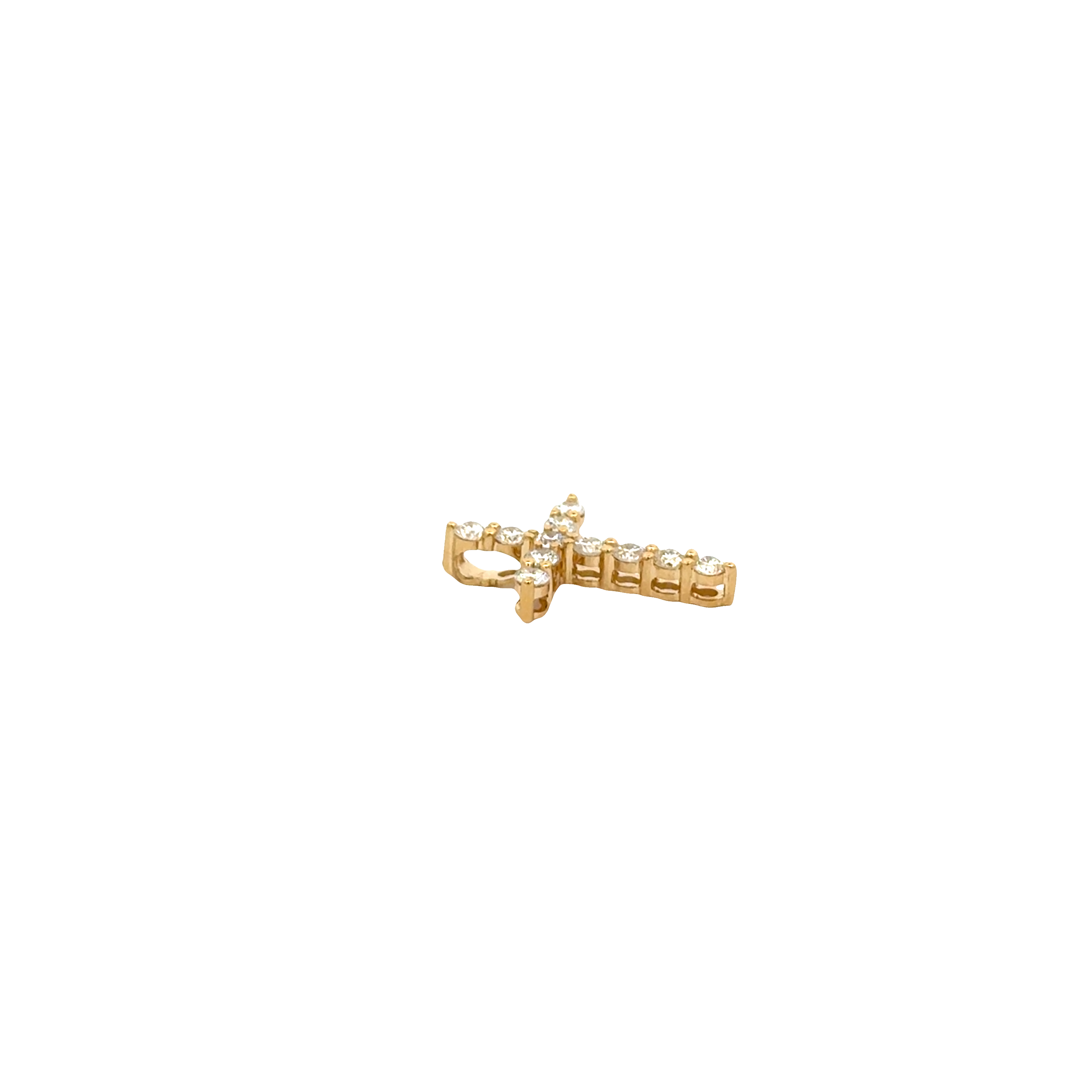 18K Gold Diamond Cross Pendant Necklace 0.50 Carat with 14K Cable Chain