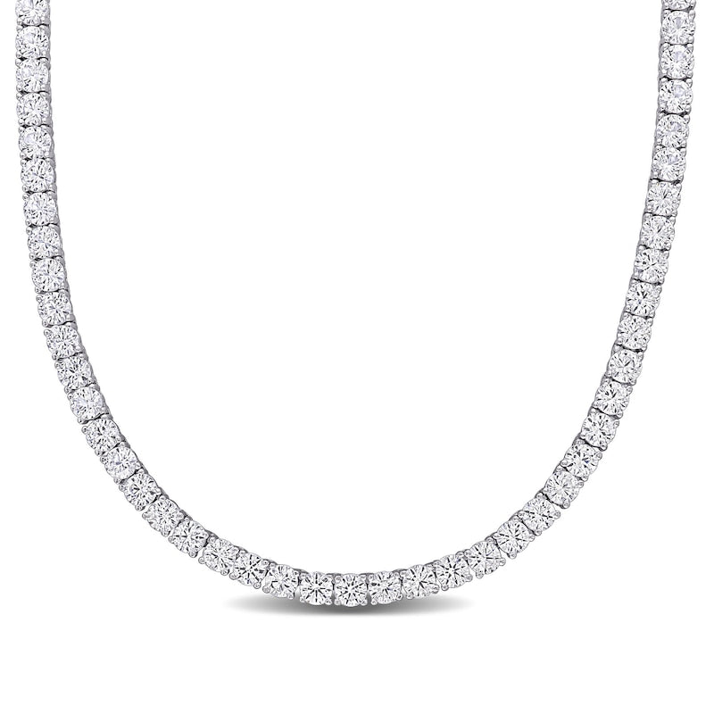 18K White Gold Diamond Tennis Necklace 17 Carat VS