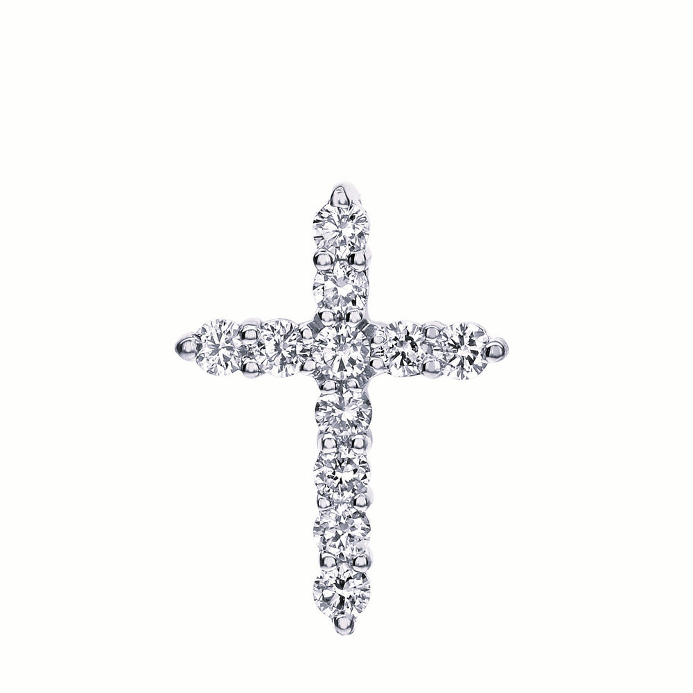 18K White Gold Diamond Cross Pendant Necklace 0.50 Carat