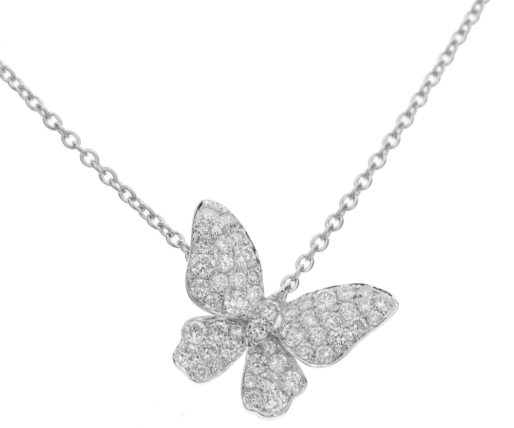 18K White Gold 0.25 CTW Diamond Butterfly Necklace