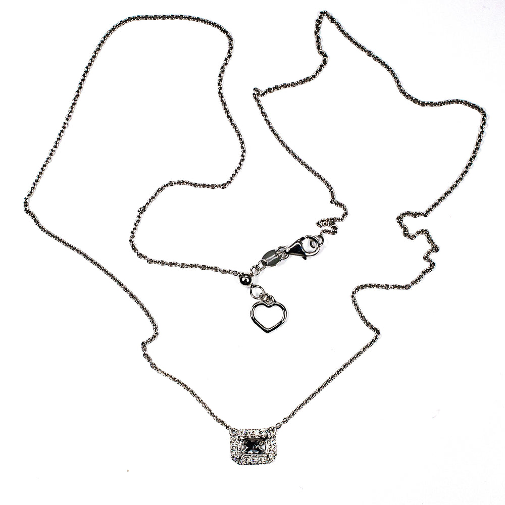 14K White Gold Diamond Necklace Mounting East-West Style