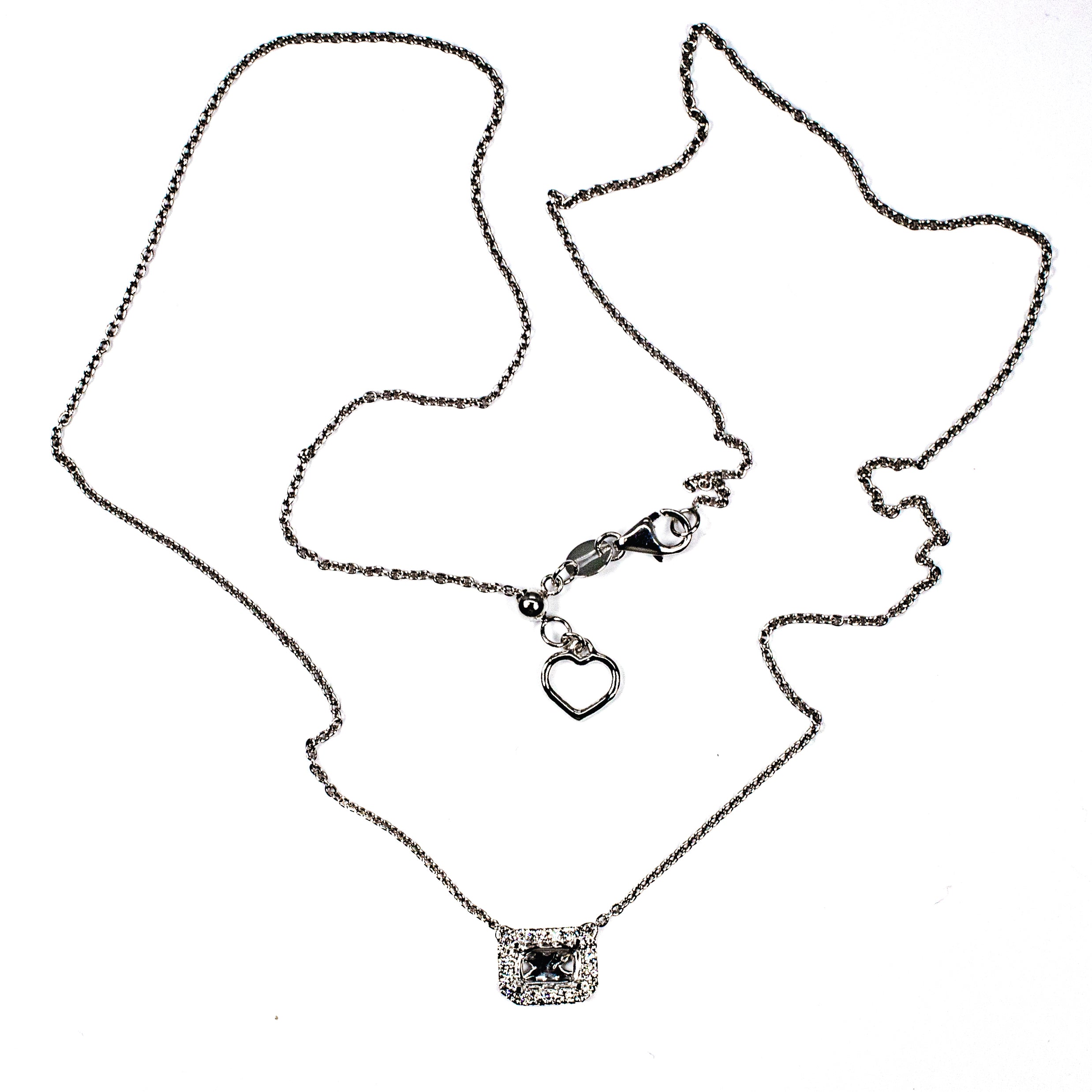 14K White Gold Diamond Necklace Mounting East-West Style