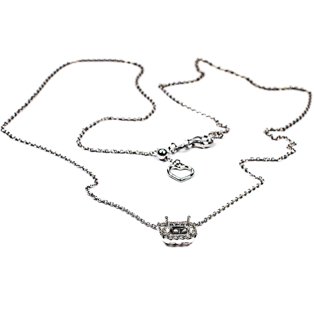 14K White Gold Diamond Necklace Mounting East-West Style