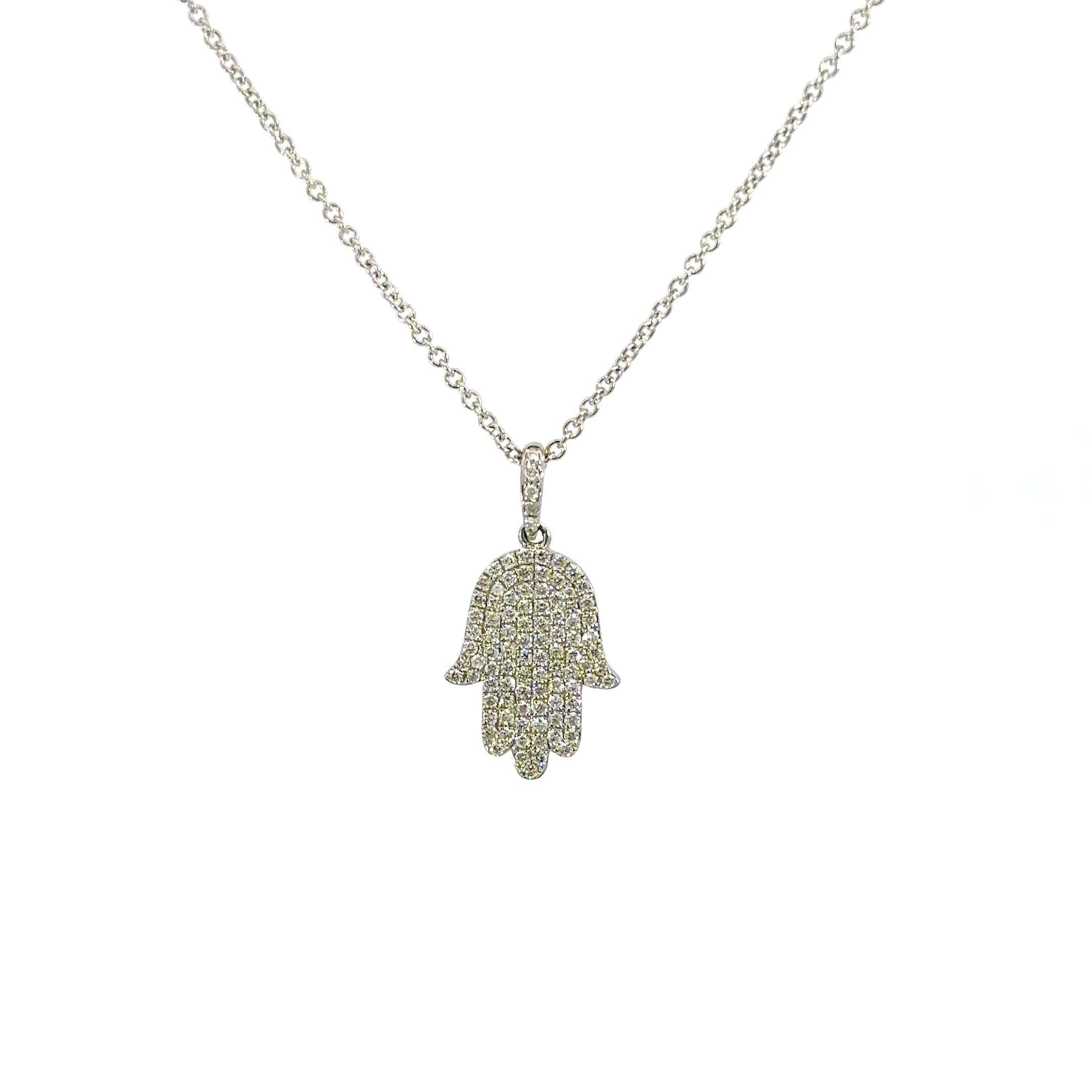 18kt wg Diamond Hamsa Pendant