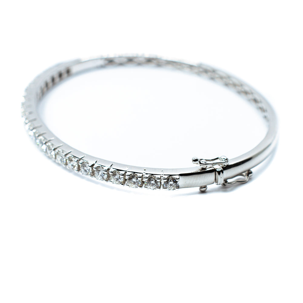 18K White Gold Diamond Tennis Bangle Bracelet – 2.00 Carat
