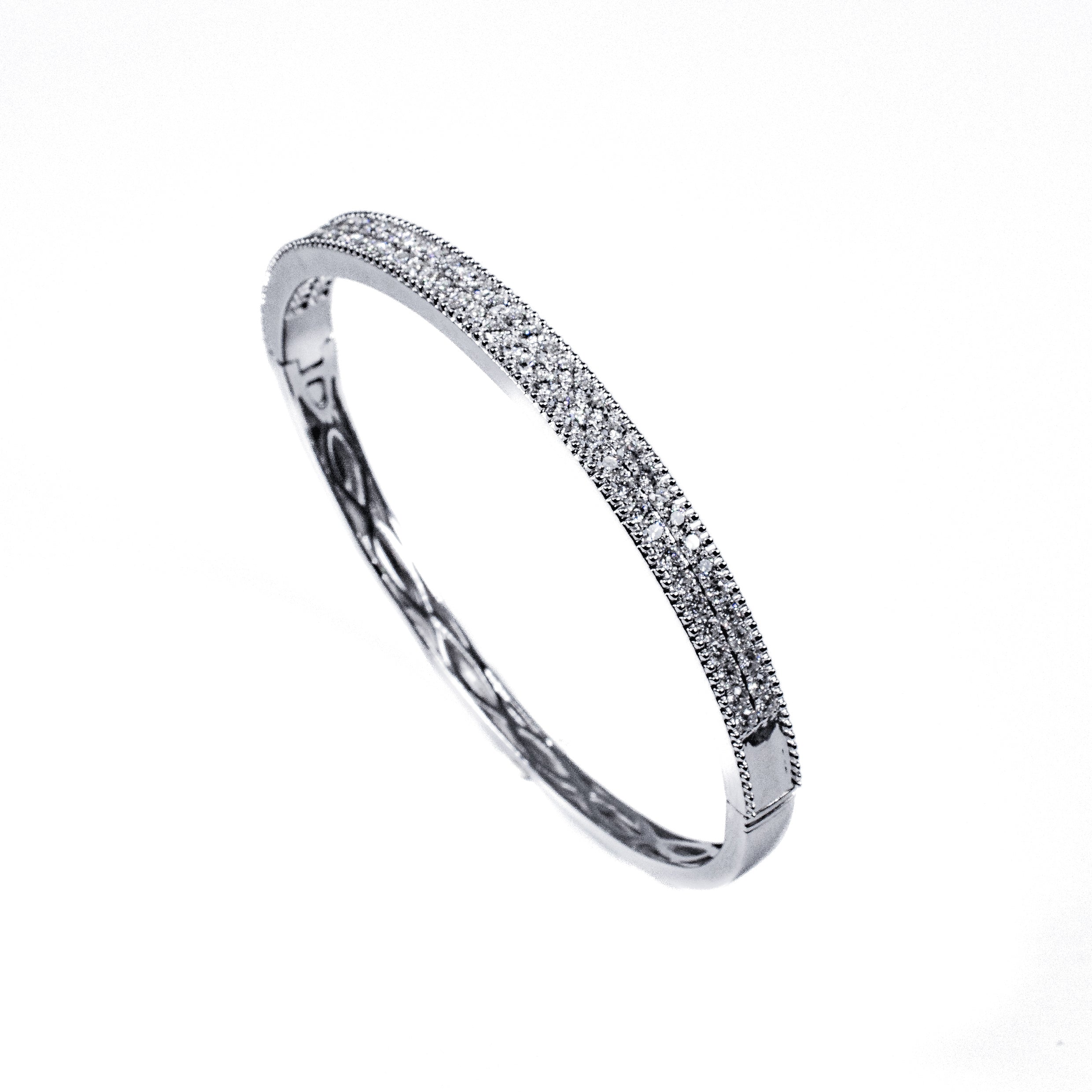 18kt wg Two row diamond Bangle