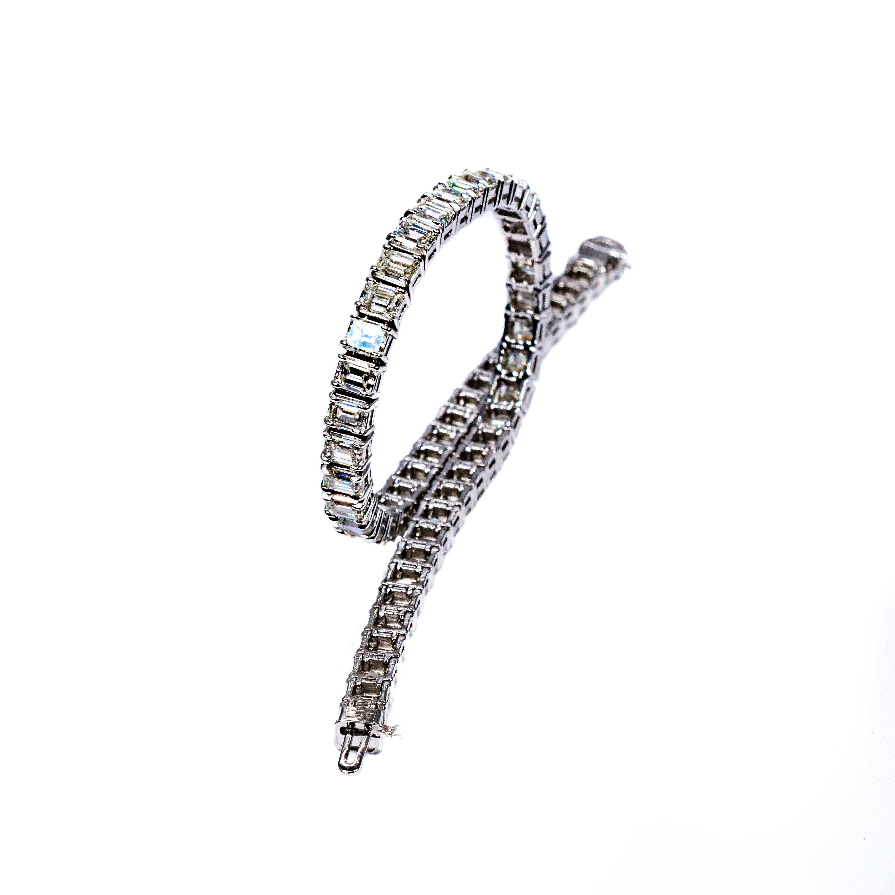 Platinum Emerald-Cut Diamond Tennis Bracelet – 10.00 Carat