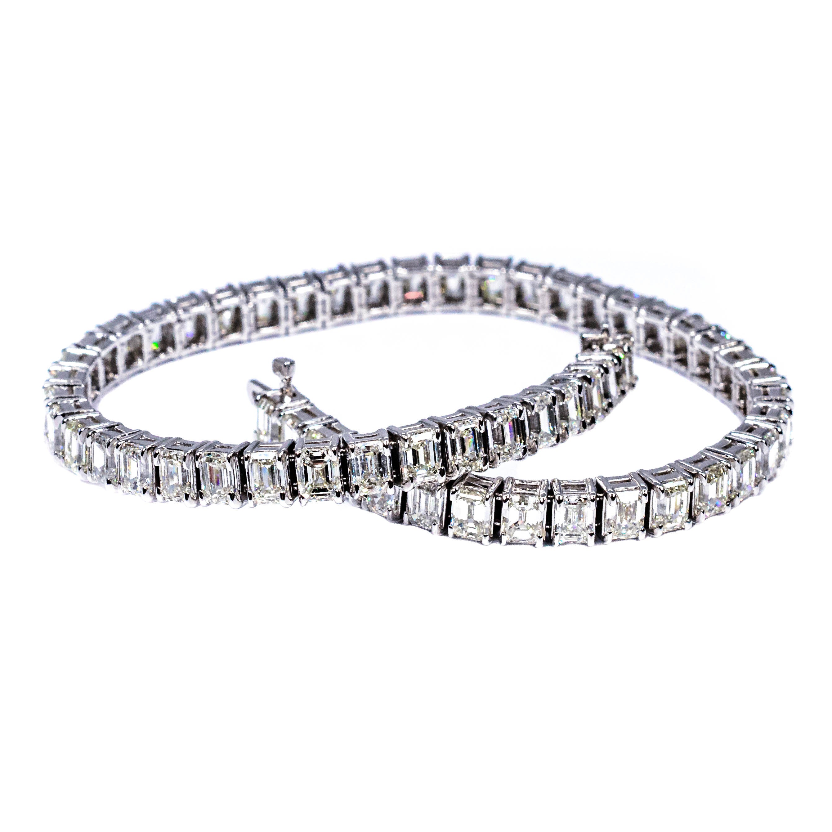 Platinum Emerald-Cut Diamond Tennis Bracelet – 10.00 Carat