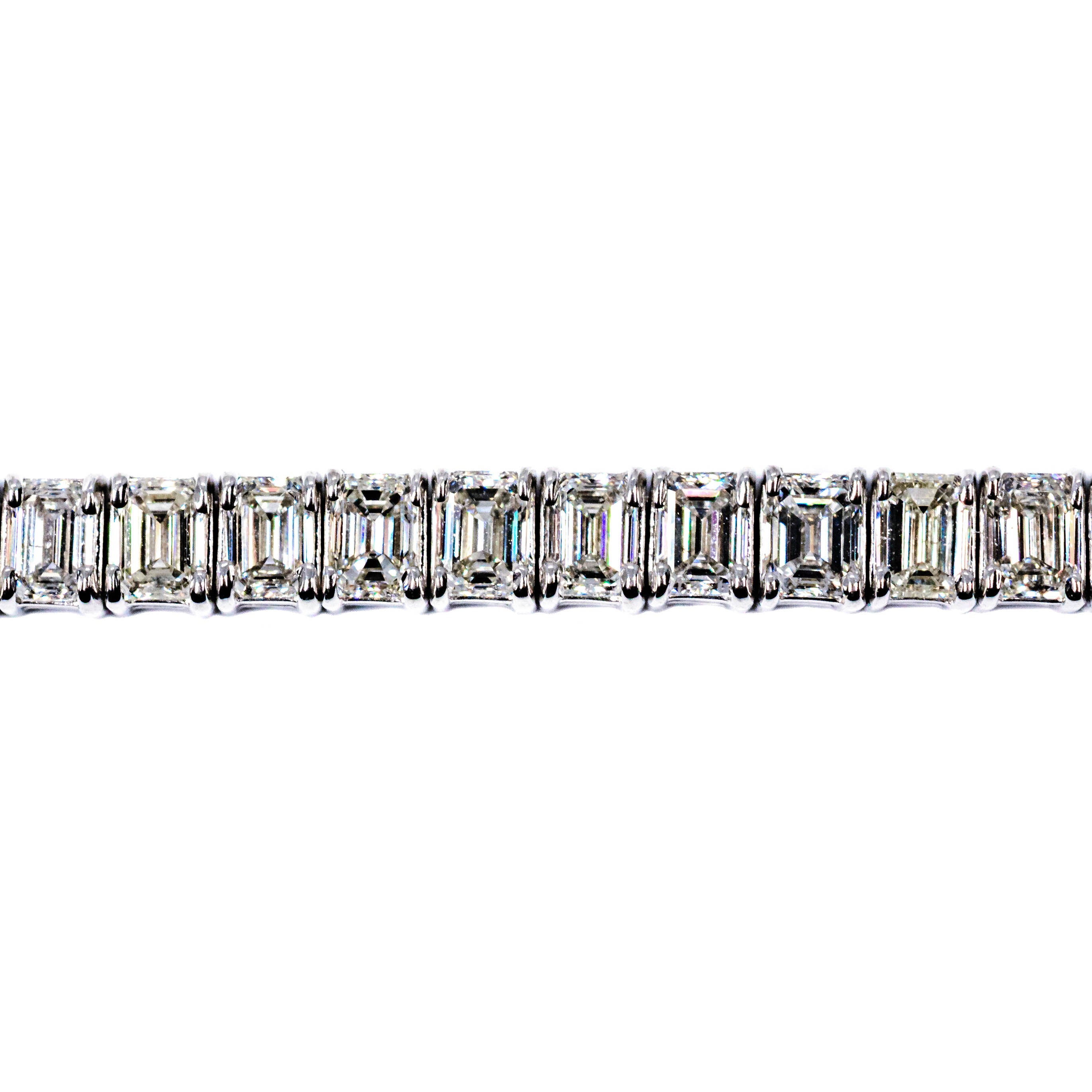 Platinum Emerald-Cut Diamond Tennis Bracelet – 10.00 Carat