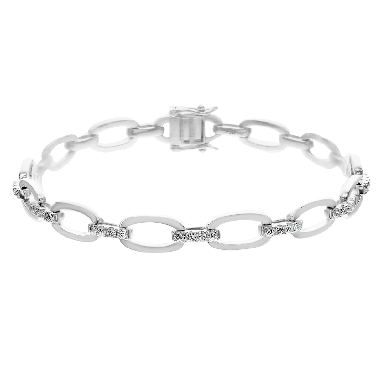 18K White Gold Diamond Link Bracelet