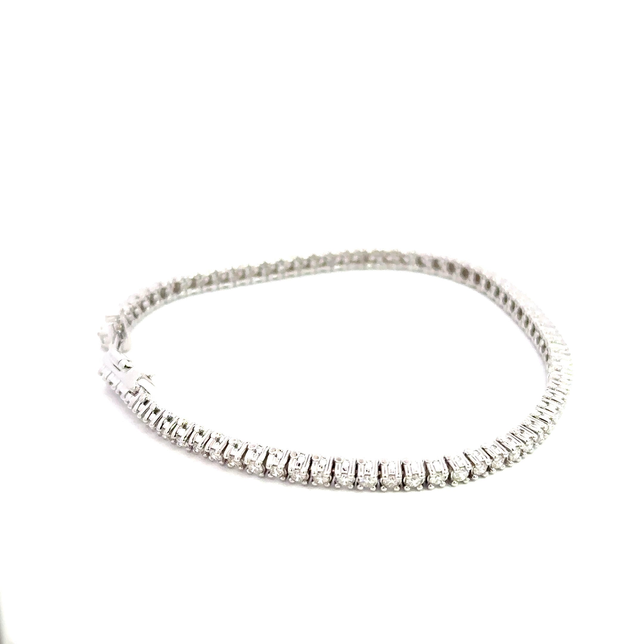14K White Gold Diamond Tennis Bracelet 2.03 Carat Total 7 Inch