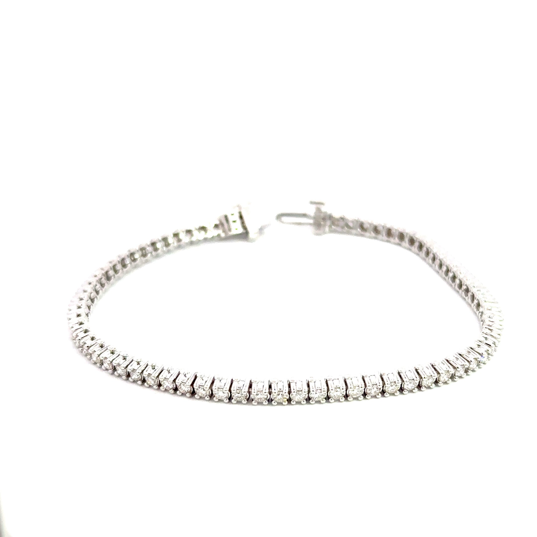 14K White Gold Diamond Tennis Bracelet 2.03 Carat Total 7 Inch