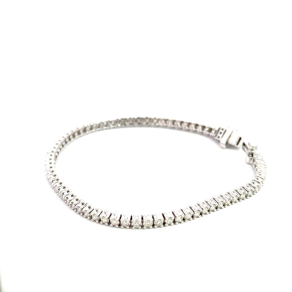 14K White Gold Diamond Tennis Bracelet 2.03 Carat Total 7 Inch
