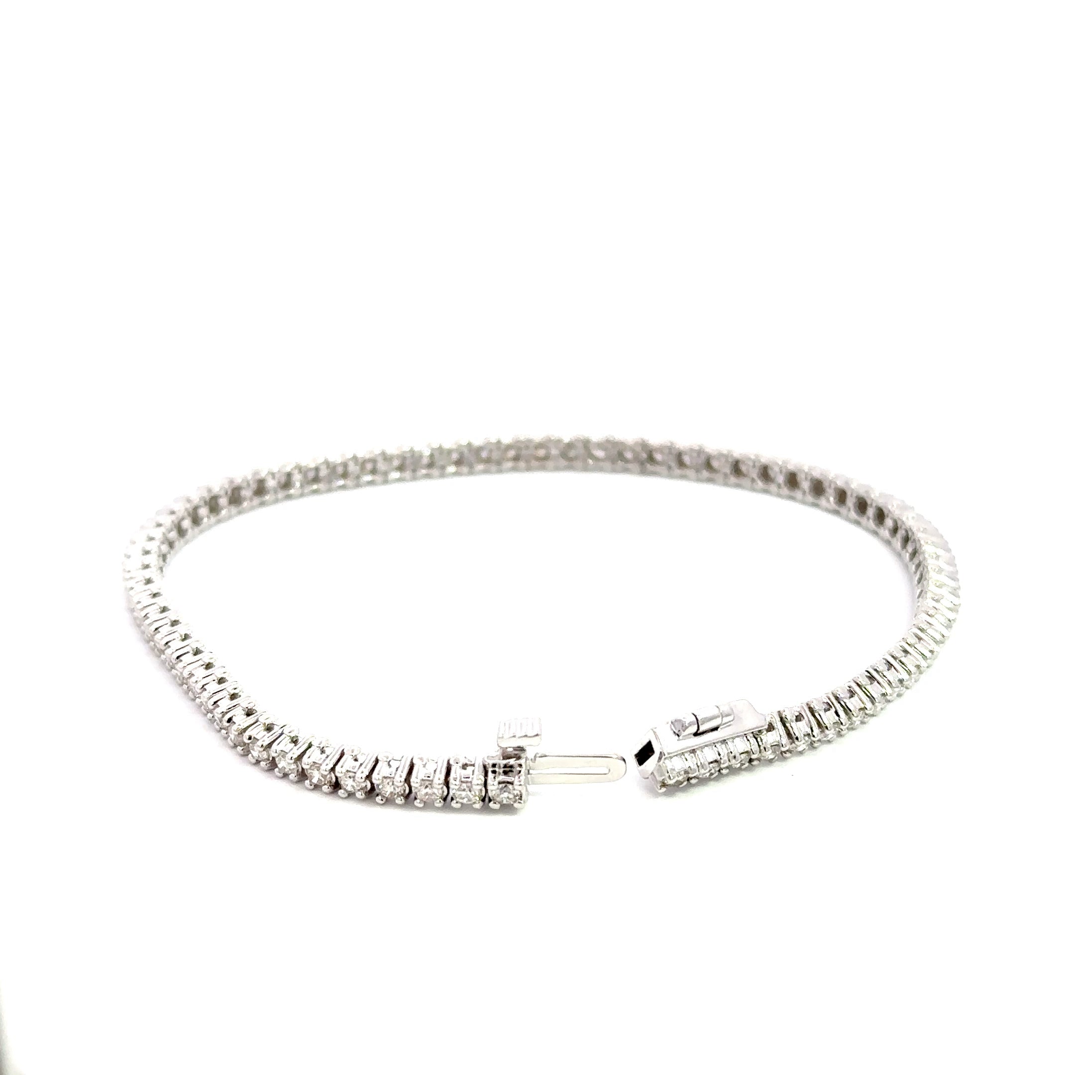 14K White Gold Diamond Tennis Bracelet 2.03 Carat Total 7 Inch