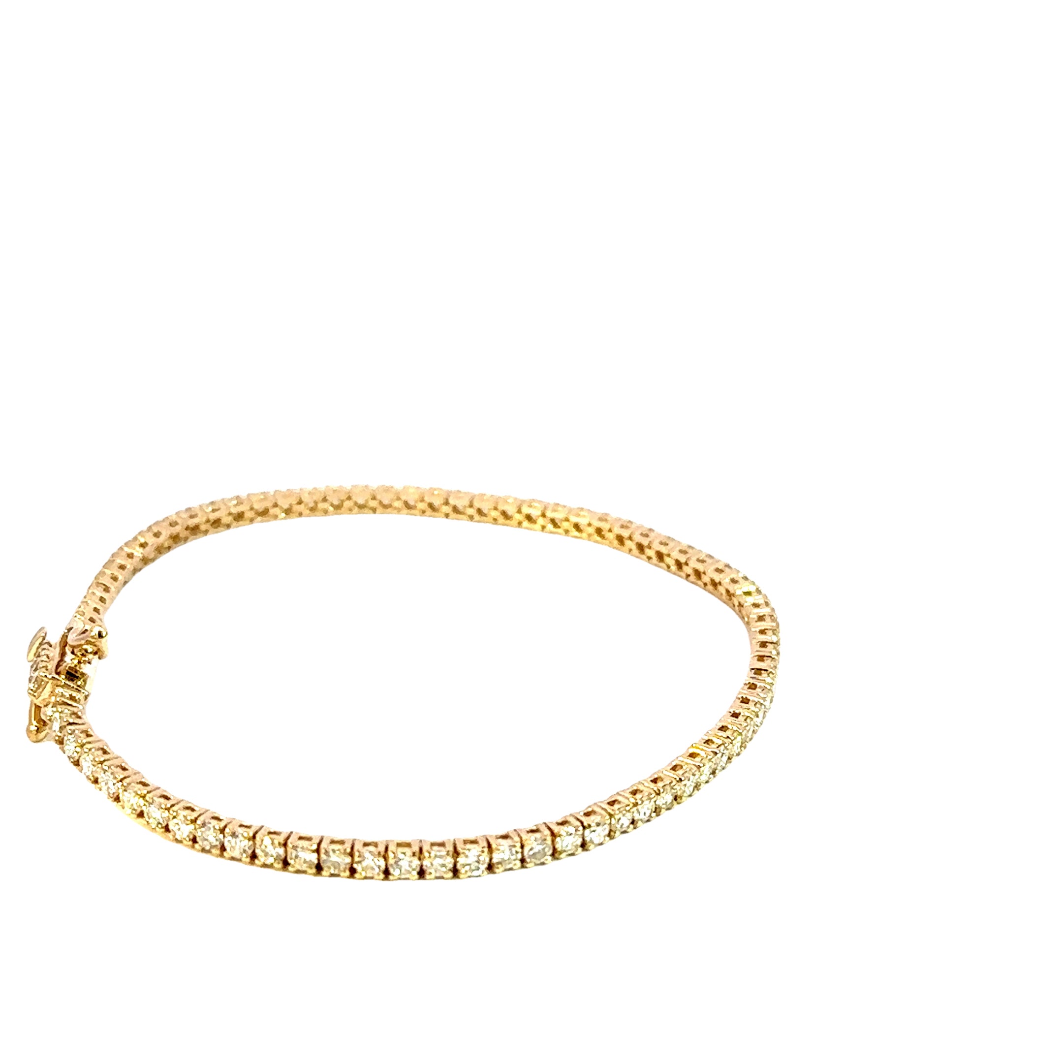 14K Yellow Gold Diamond Tennis Bracelet 3.00 Carat Total G/H VS2