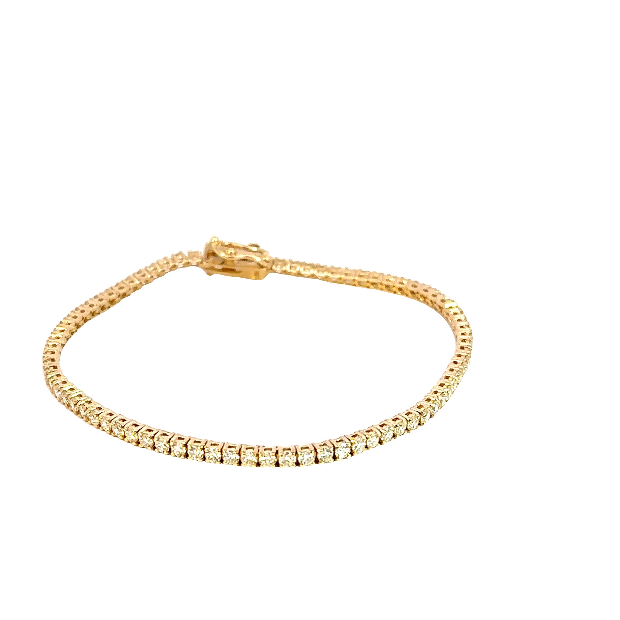 14K Yellow Gold Diamond Tennis Bracelet 3.00 Carat Total G/H VS2