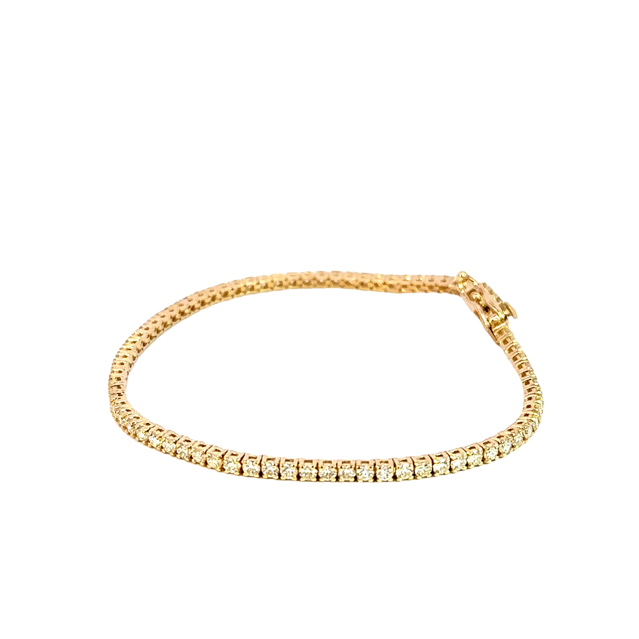 14K Yellow Gold Diamond Tennis Bracelet 3.00 Carat Total G/H VS2