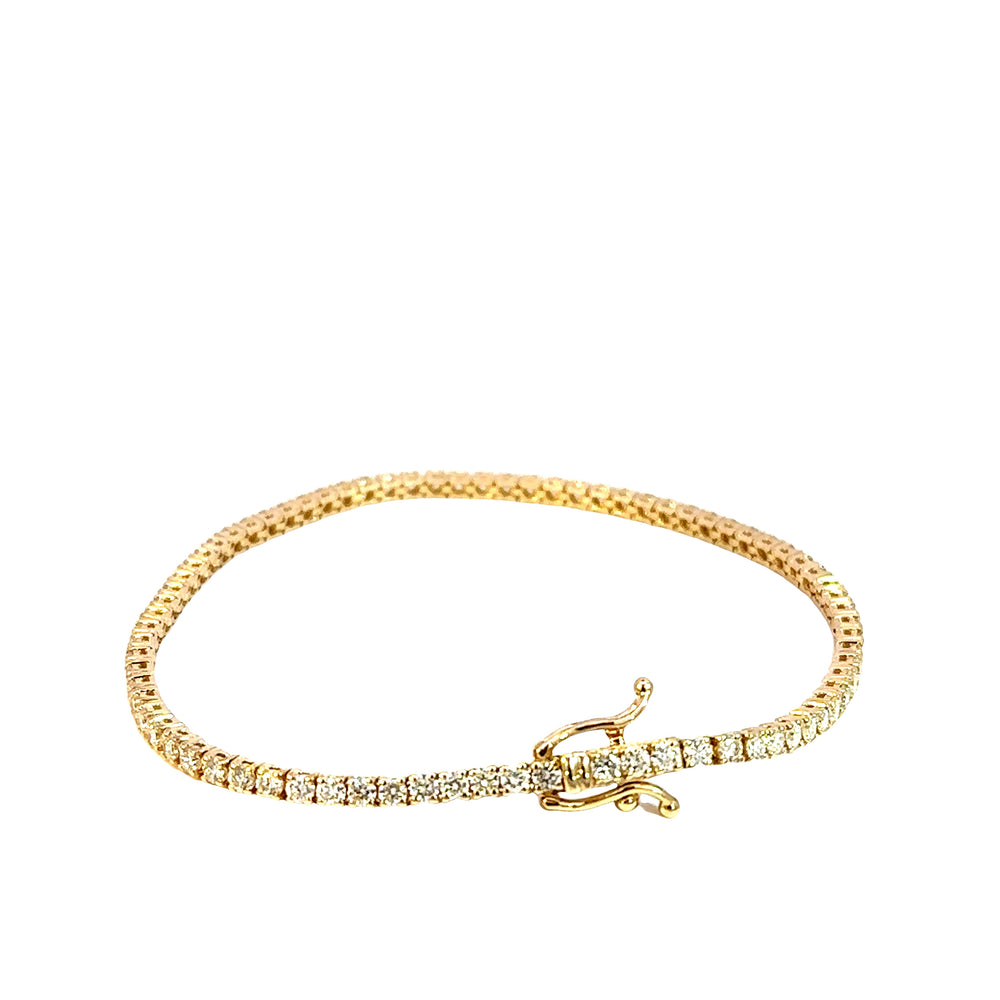 14K Yellow Gold Diamond Tennis Bracelet 3.00 Carat Total G/H VS2