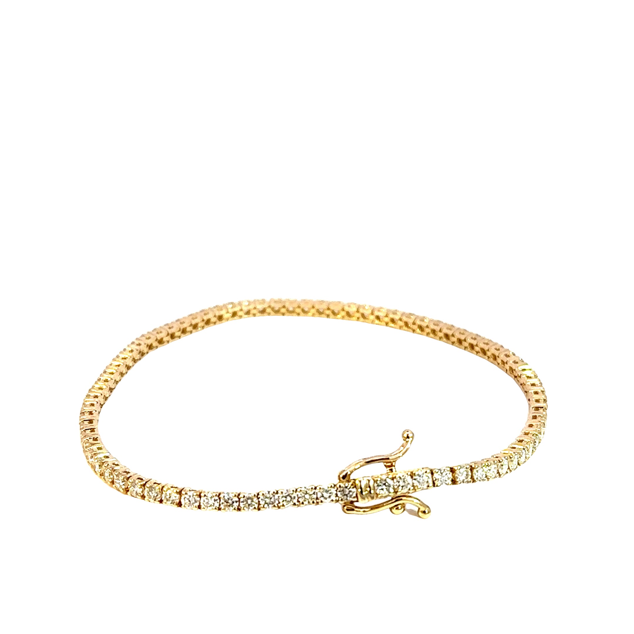 14K Yellow Gold Diamond Tennis Bracelet 3.00 Carat Total G/H VS2