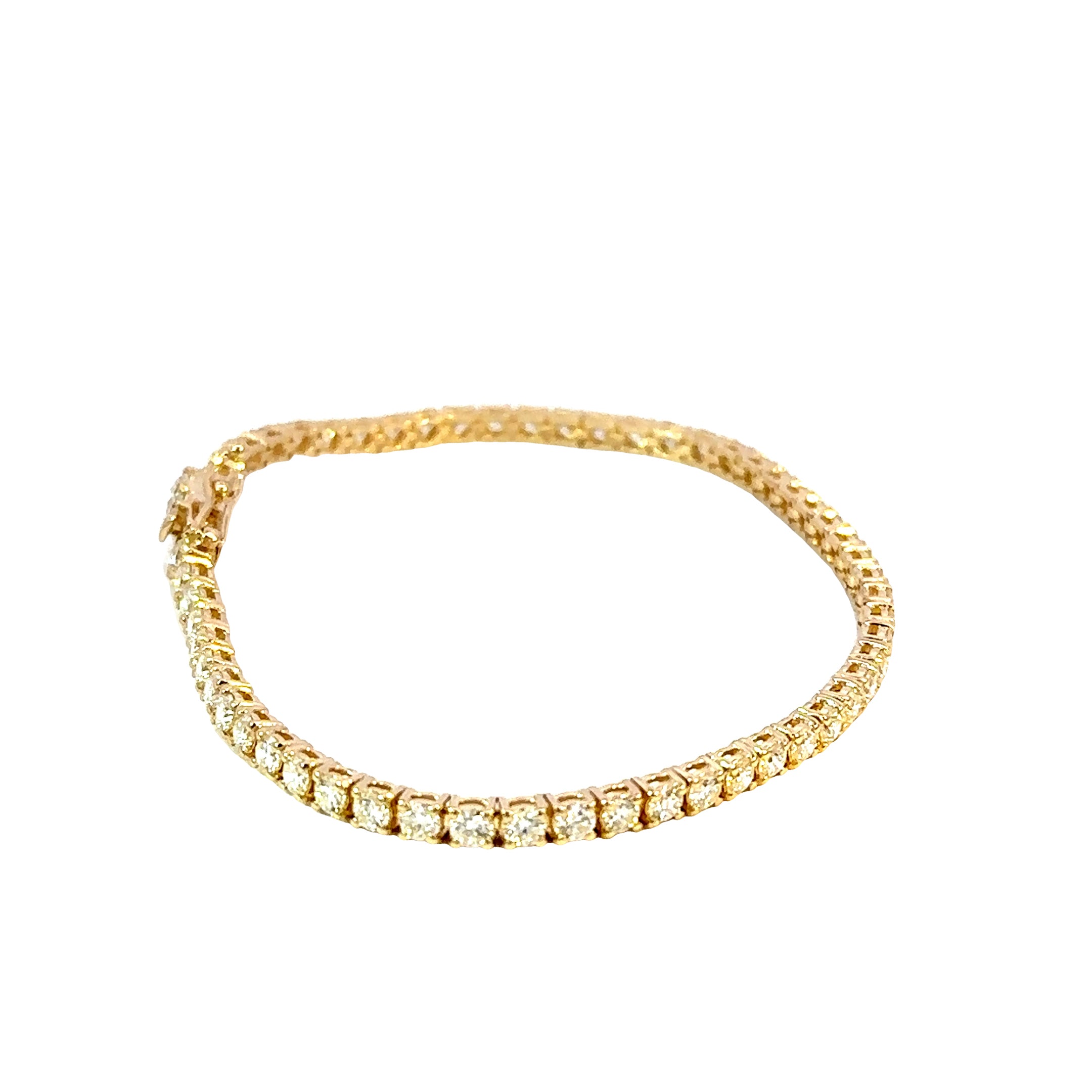 14K Yellow Gold Diamond Tennis Bracelet 4.50 Carat Total G/H VS2