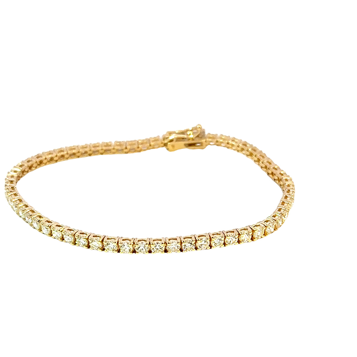 14K Yellow Gold Diamond Tennis Bracelet 4.50 Carat Total G/H VS2
