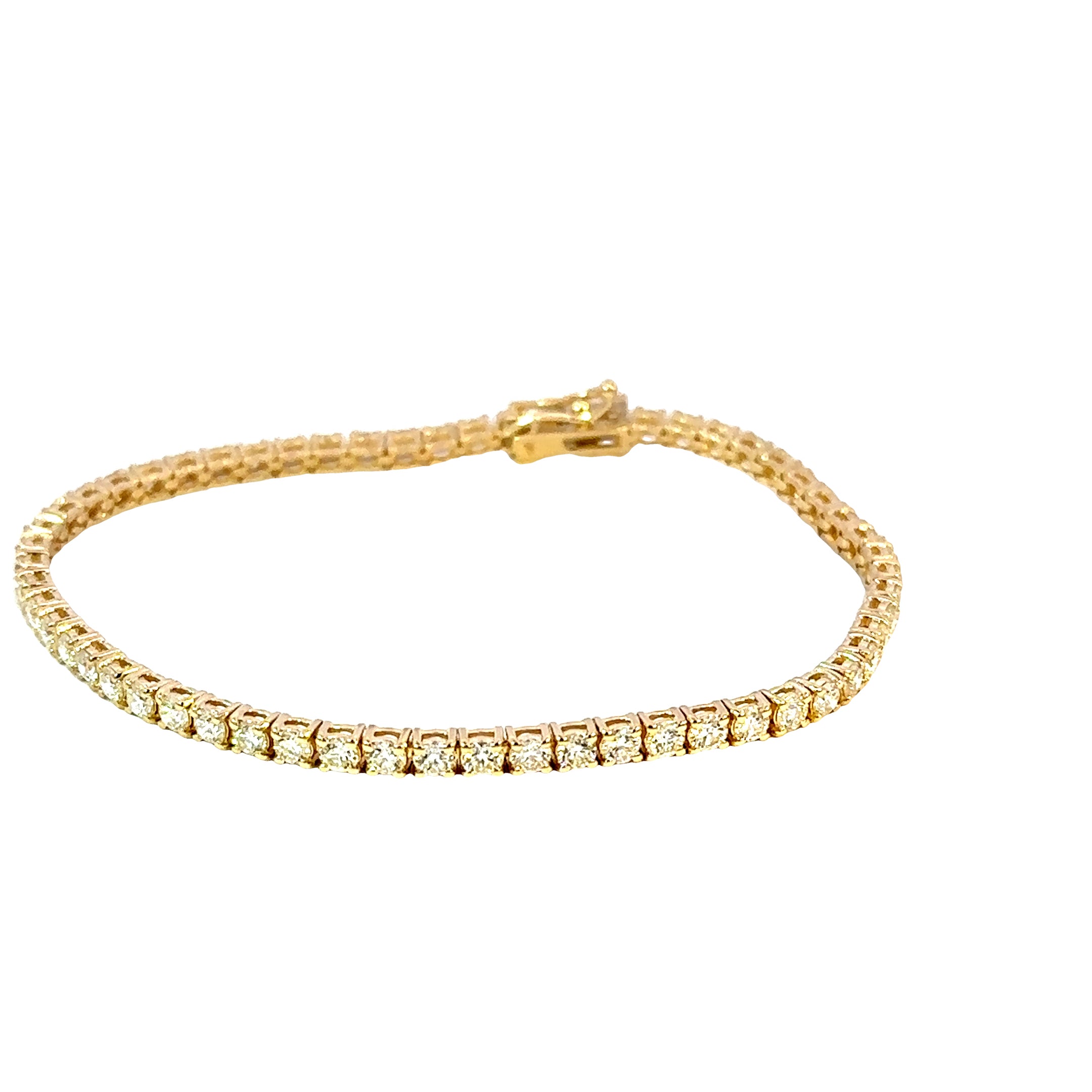 14K Yellow Gold Diamond Tennis Bracelet 4.50 Carat Total G/H VS2