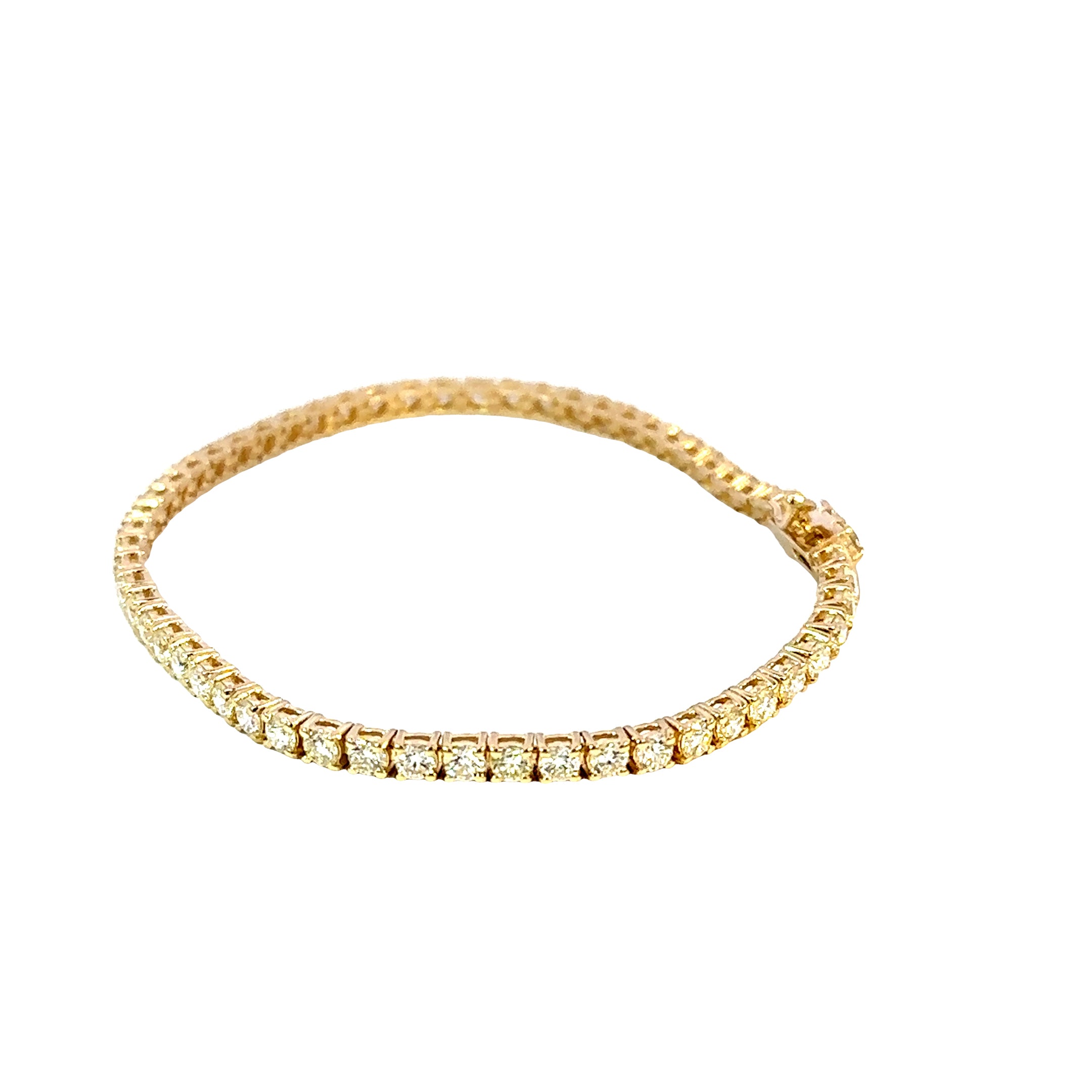 14K Yellow Gold Diamond Tennis Bracelet 4.50 Carat Total G/H VS2