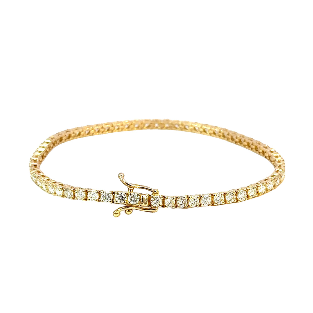 14K Yellow Gold Diamond Tennis Bracelet 4.50 Carat Total G/H VS2