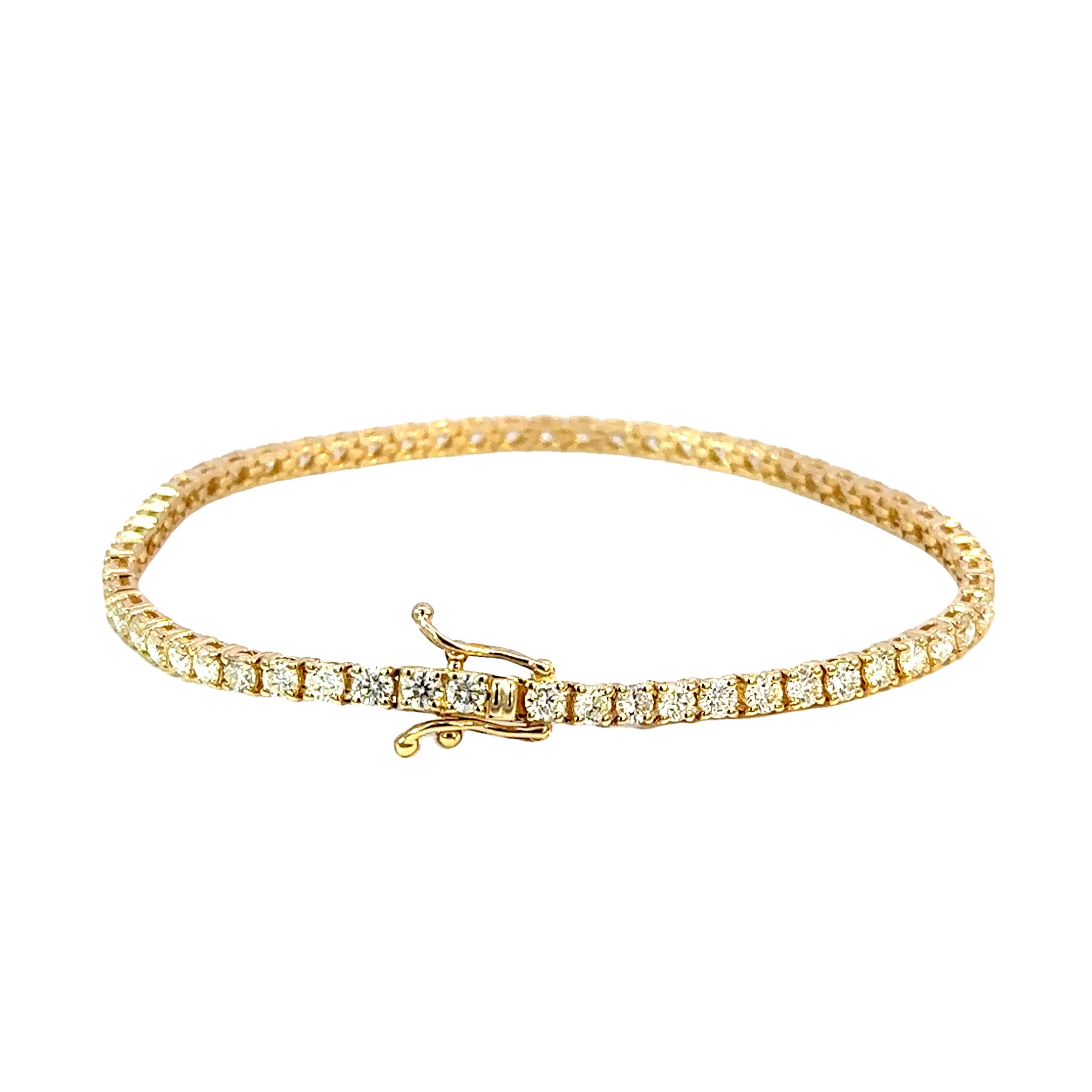 14K Yellow Gold Diamond Tennis Bracelet 4.50 Carat Total G/H VS2