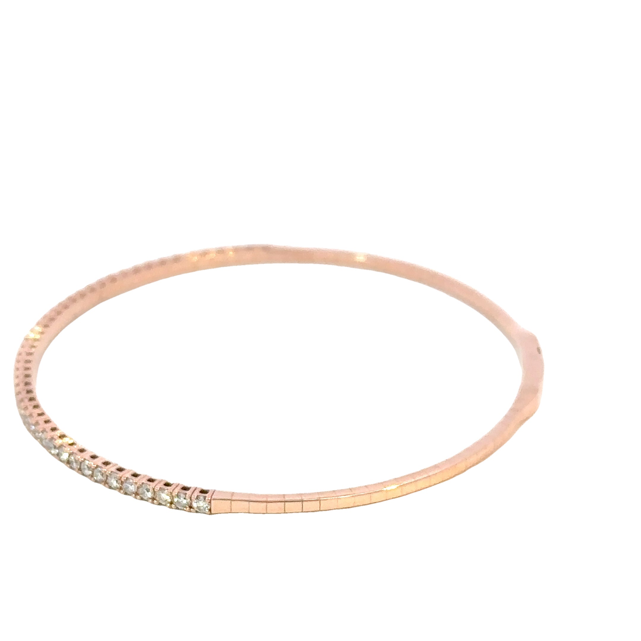 14K Rose Gold Diamond Flex Bangle Bracelet 1.00 Carat Total