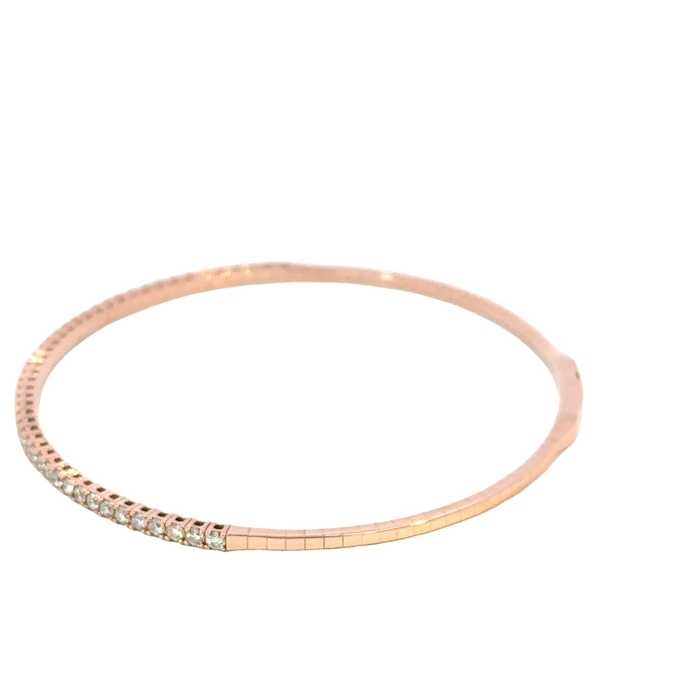 14K Rose Gold Diamond Flex Bangle Bracelet 1.00 Carat Total
