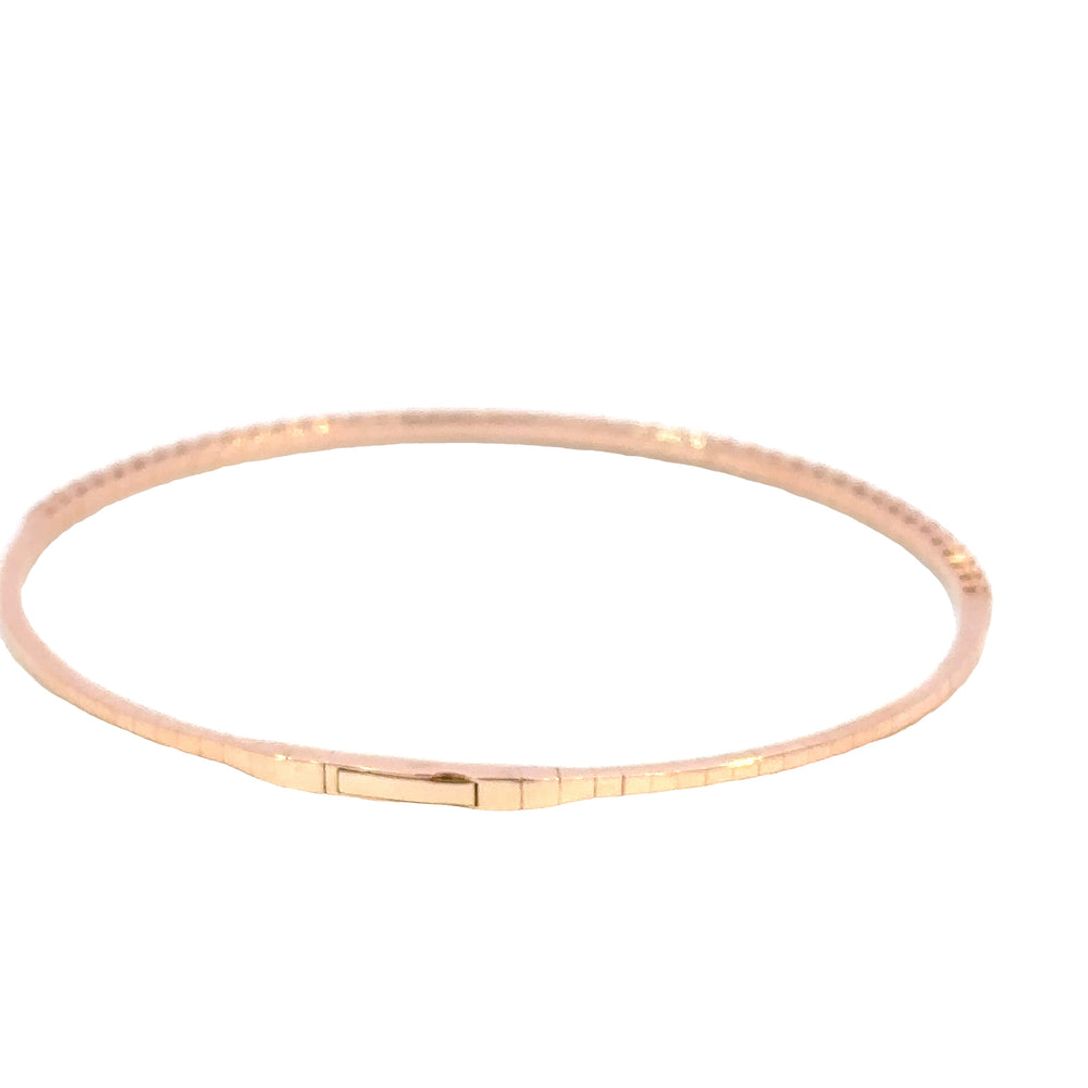 14K Rose Gold Diamond Flex Bangle Bracelet 1.00 Carat Total